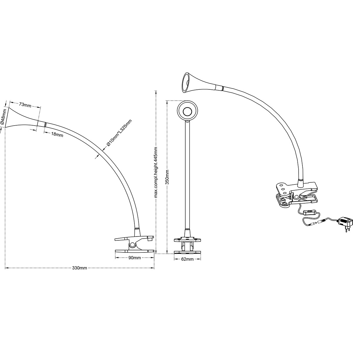 LED Klemlamp - Trion Vipa - 3W - Warm Wit 3000K - Glans Titaan - Kunststof