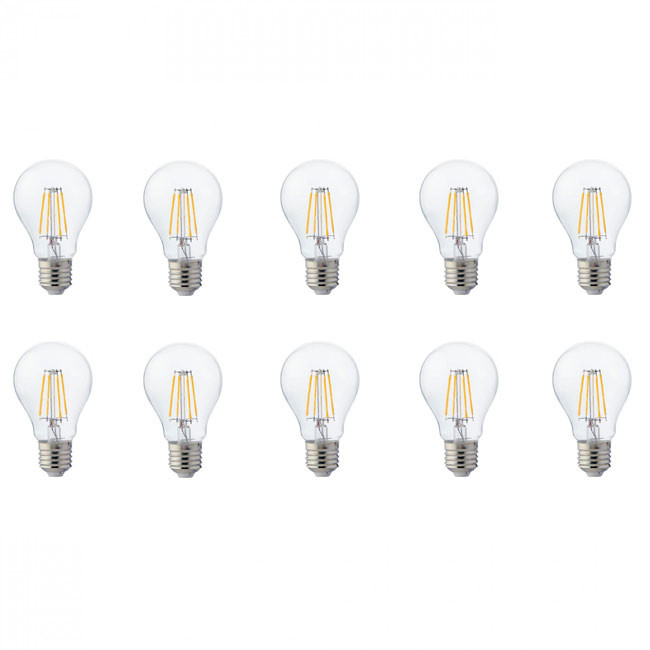 LED Lamp 10 Pack - Filament - E27 Fitting - 6W - Warm Wit 2700K