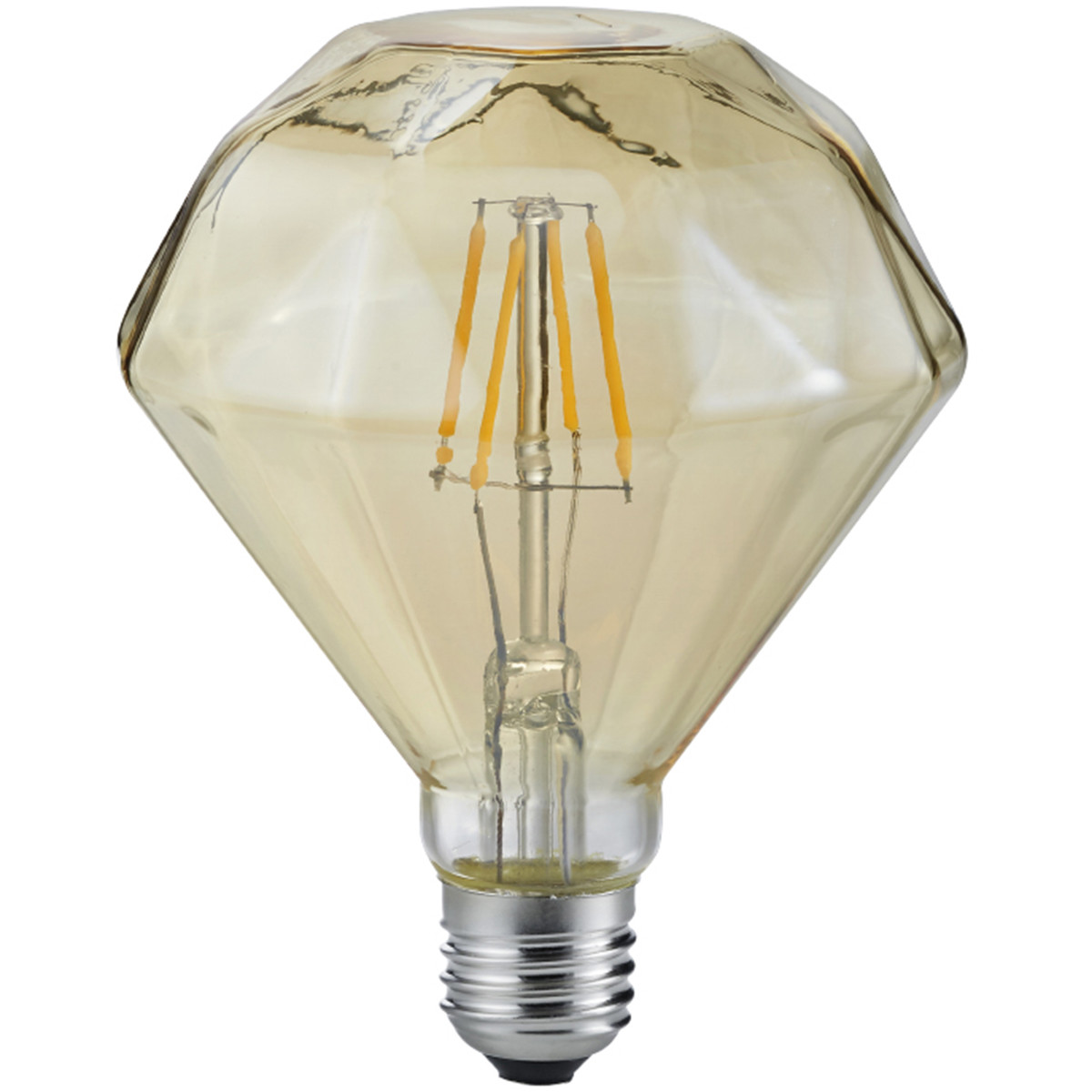 LED Lamp - Filament - Trion Dimano - E27 Fitting - 4W - Warm Wit 2700K - Amber - Aluminium