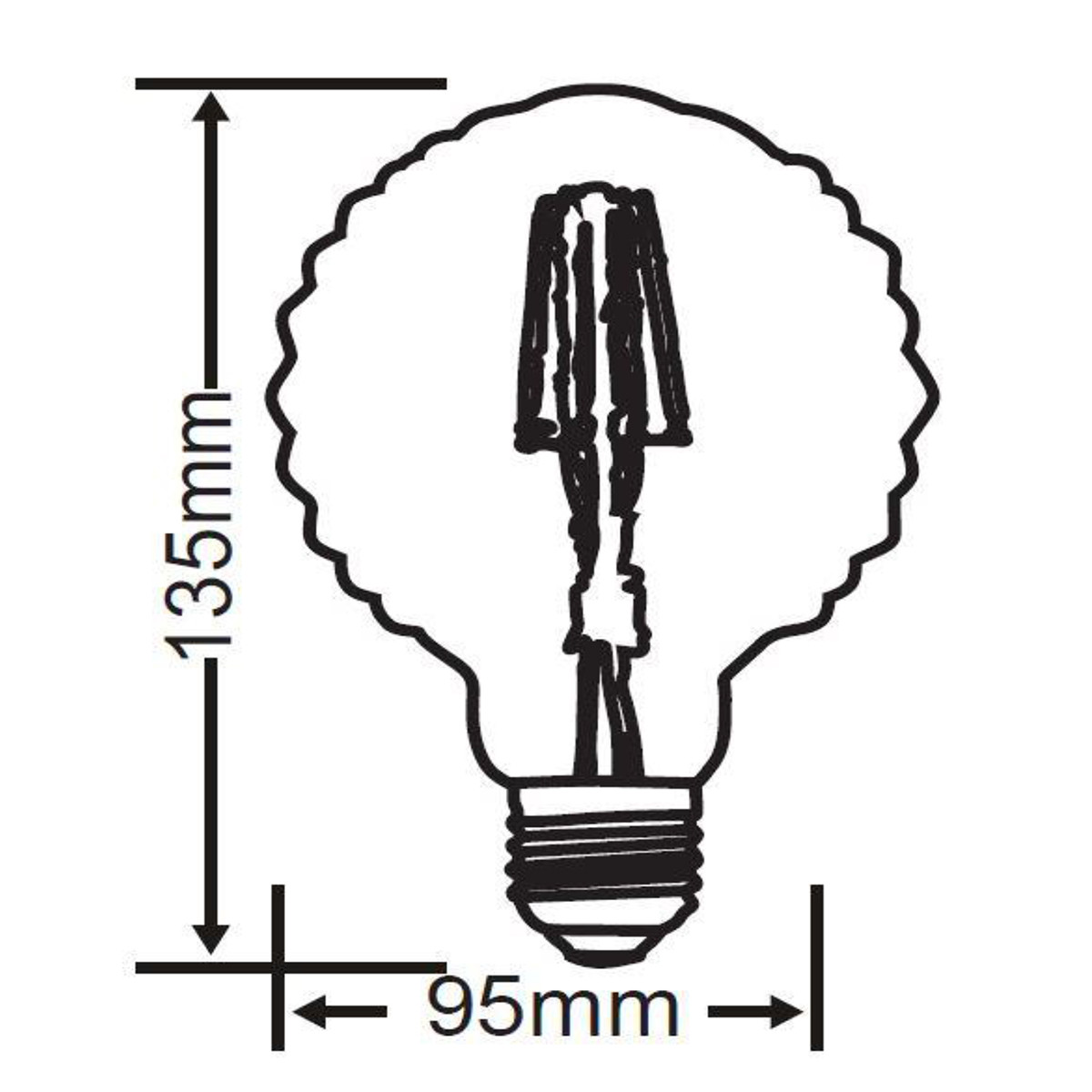 LED Lamp - Filament - Trion Globin - E27 Fitting - 4W - Warm Wit 2700K - Amber - Aluminium