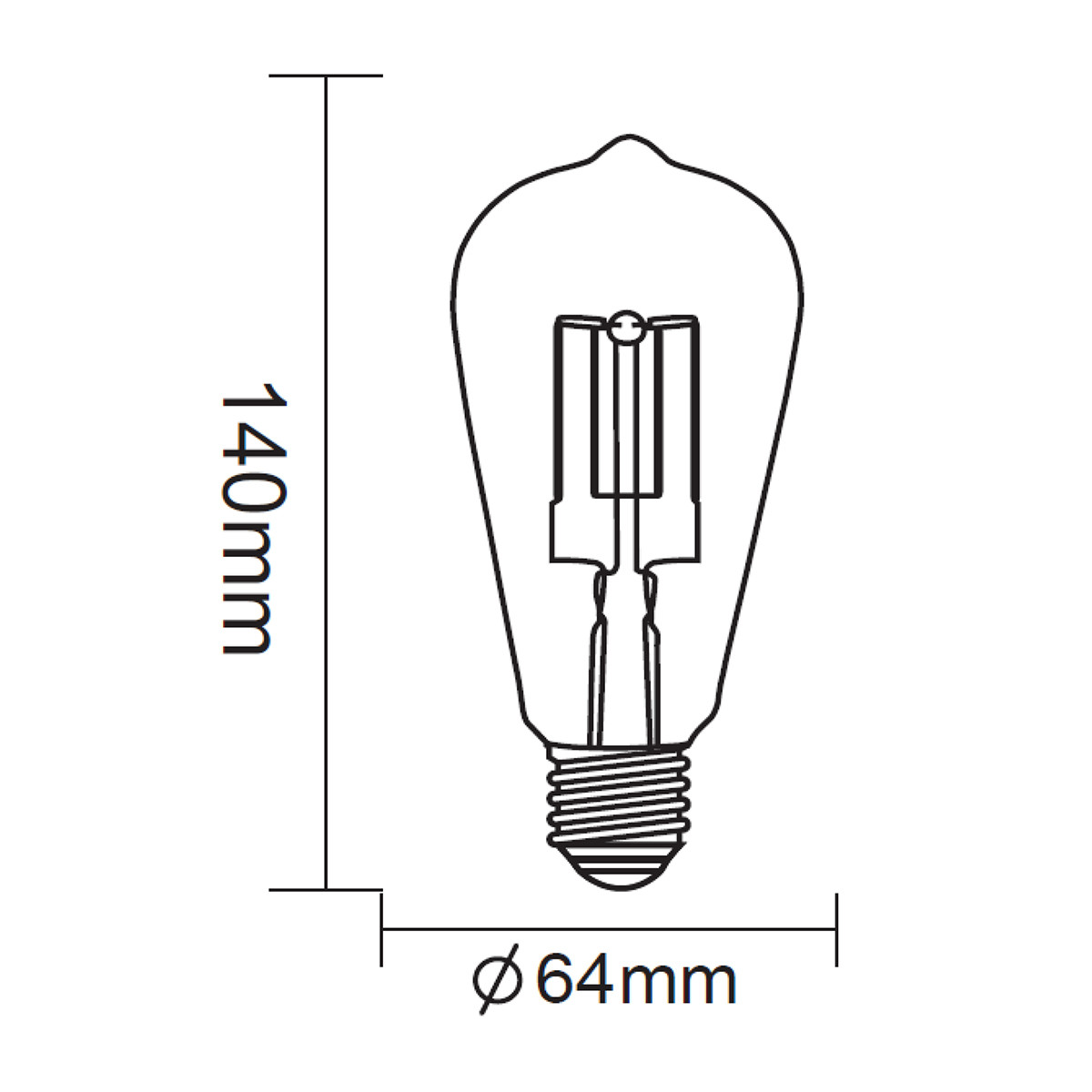 LED Lamp - Filament - Trion Kalon - E27 Fitting - 6W - Warm Wit 2700K - Amber - Aluminium