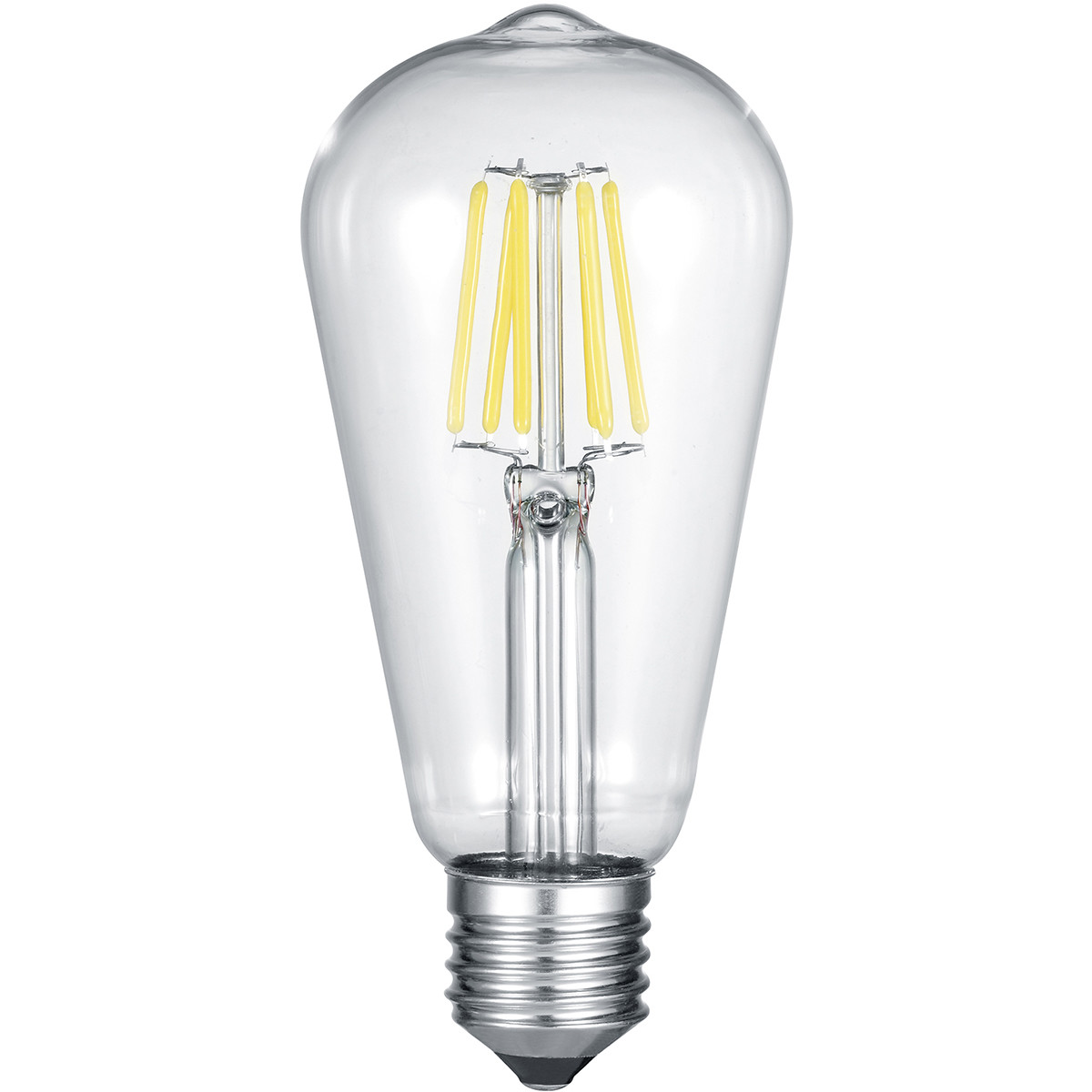 LED Lamp - Filament - Trion Kalon - E27 Fitting - 6W - Warm Wit 2700K - Transparent Helder - Aluminium