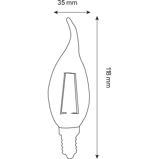 LED Lamp - Kaarslamp - Filament Flame - E14 Fitting - 2W - Natuurlijk Wit 4200K