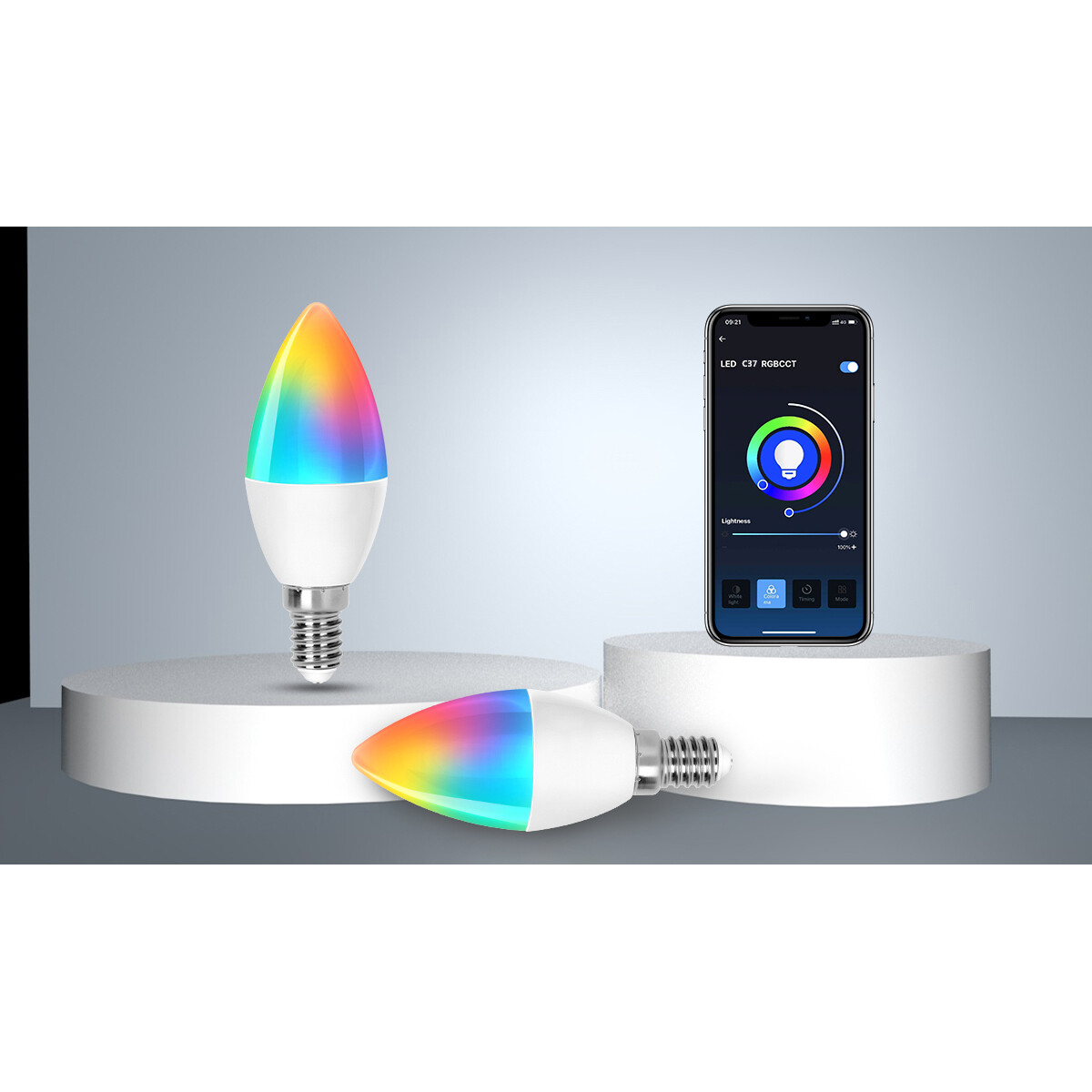 LED Lamp - Smart LED - Aigi Kiyona - Bulb C37 - 5W - E14 Fitting - Slimme LED - Wifi LED - RGB + Aanpasbare Kleur - Mat Wit - Glas