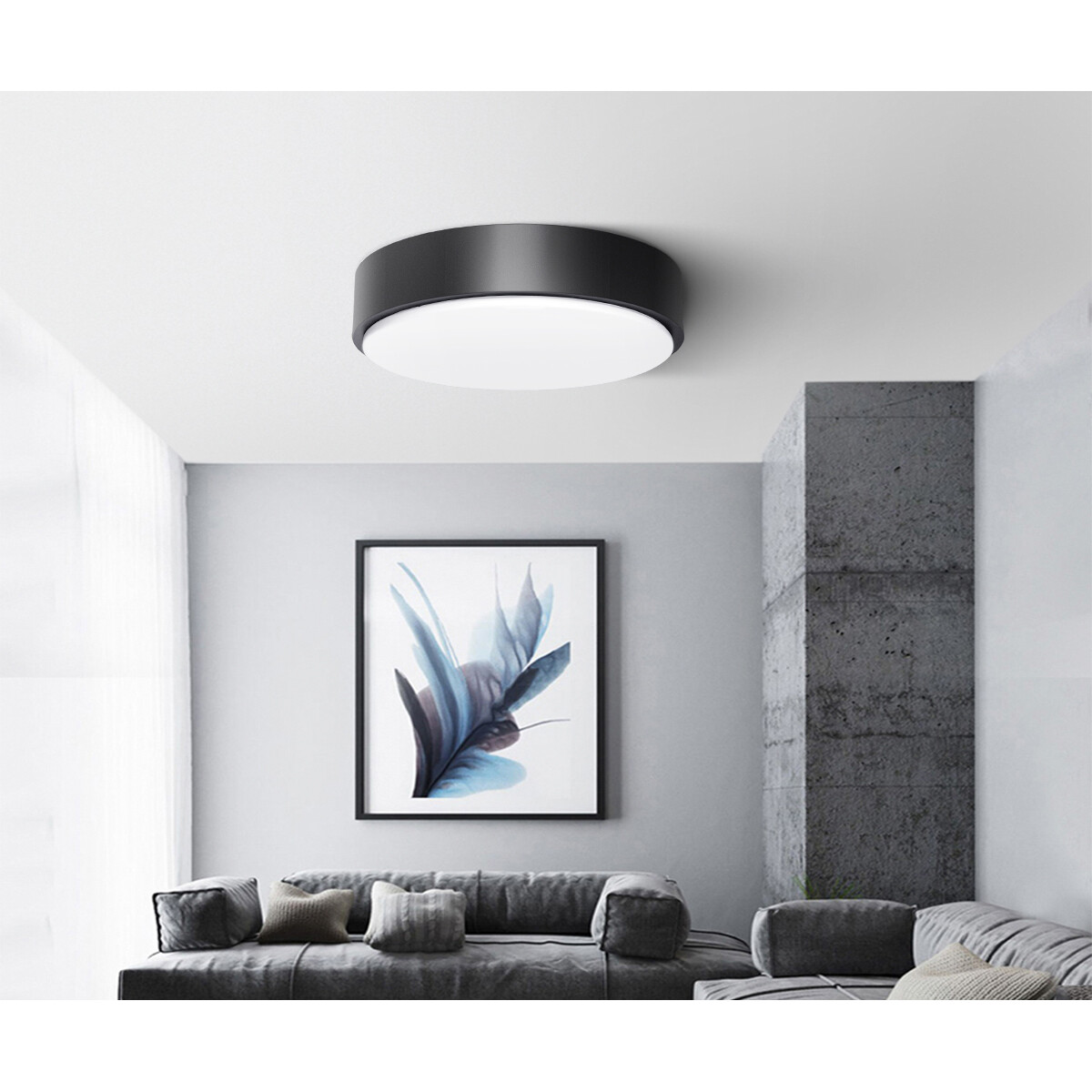 LED Plafondlamp - Aigi Santi - Opbouw Rond 12W - Helder/Koud Wit 6500K - Mat Wit Aluminium