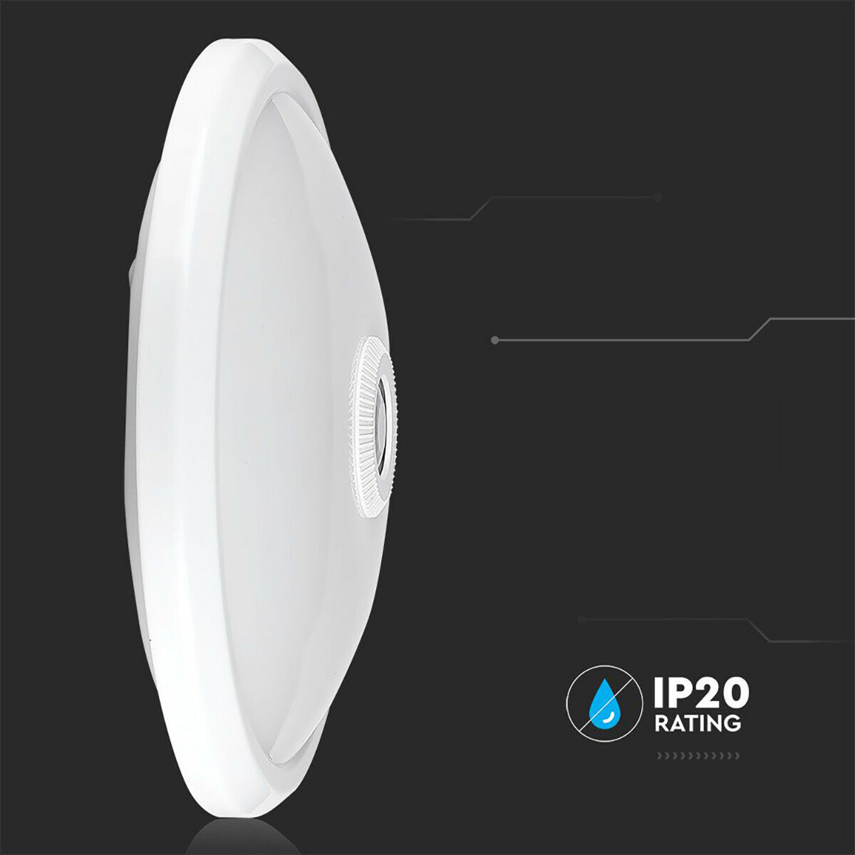 LED Plafondlamp met Sensor + Dag en Nacht Sensor - Kozolux Crimpy - 20W 1500lm - Warm Wit 3000K - Opbouw - Rond - Wit