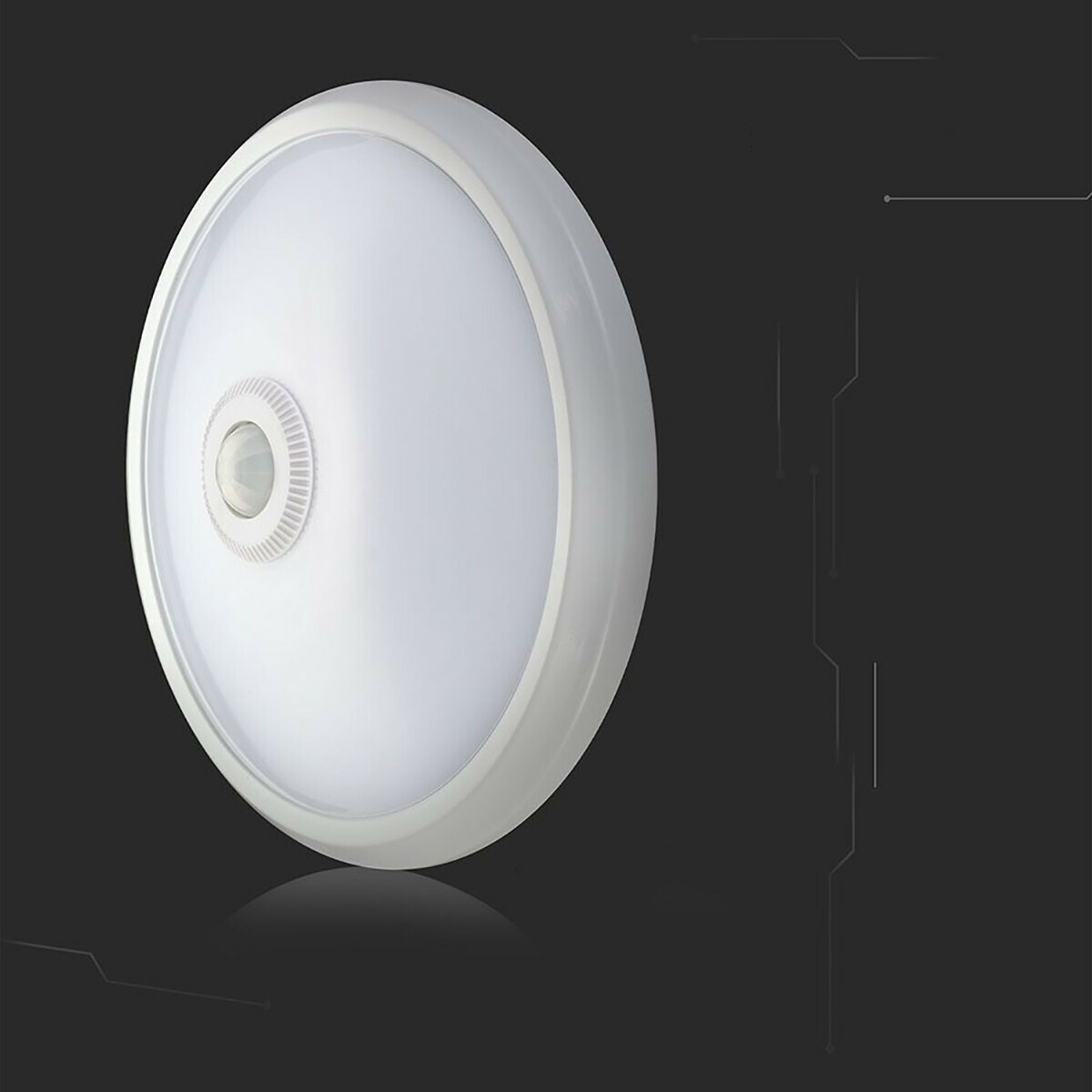 LED Plafondlamp met Sensor + Dag en Nacht Sensor - Kozolux Crimpy - 20W 1500lm - Warm Wit 3000K - Opbouw - Rond - Wit