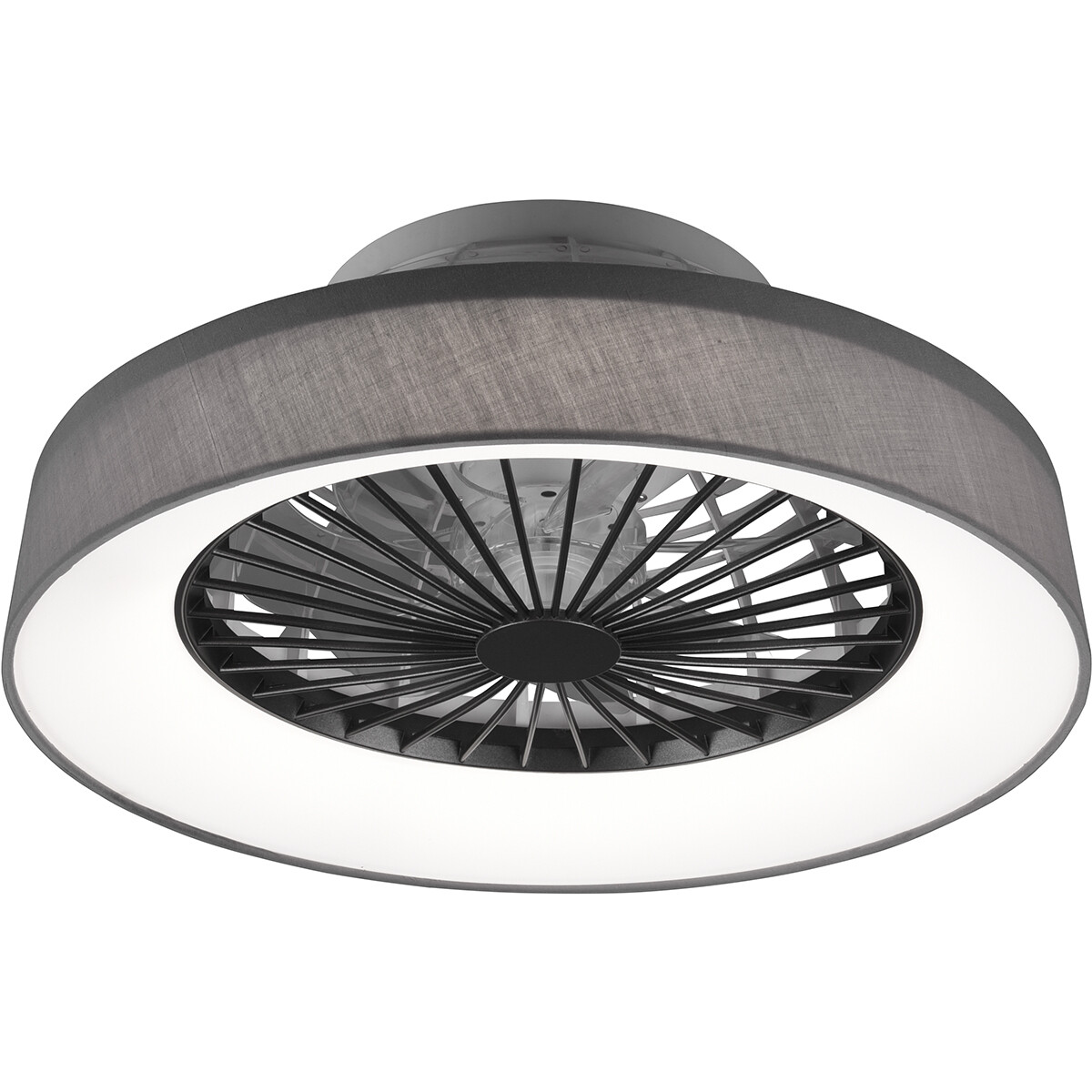 LED Plafondlamp met Ventilator - Plafondventilator - Trion Farali - 30W - Aanpasbare Kleur - Afstandsbediening - Dimbaar - Rond - Mat Grijs - Kunststof