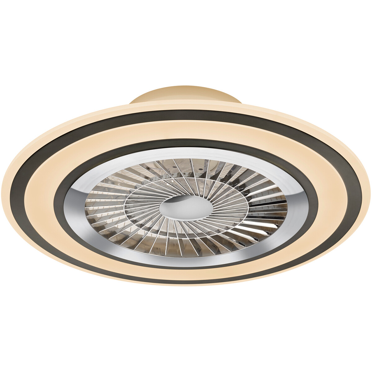 LED Plafondlamp met Ventilator - Plafondventilator - Trion Figon - 36W - Afstandsbediening - Aanpasbare Kleur - Dimbaar - Rond - Mat Zwart - Kunststof