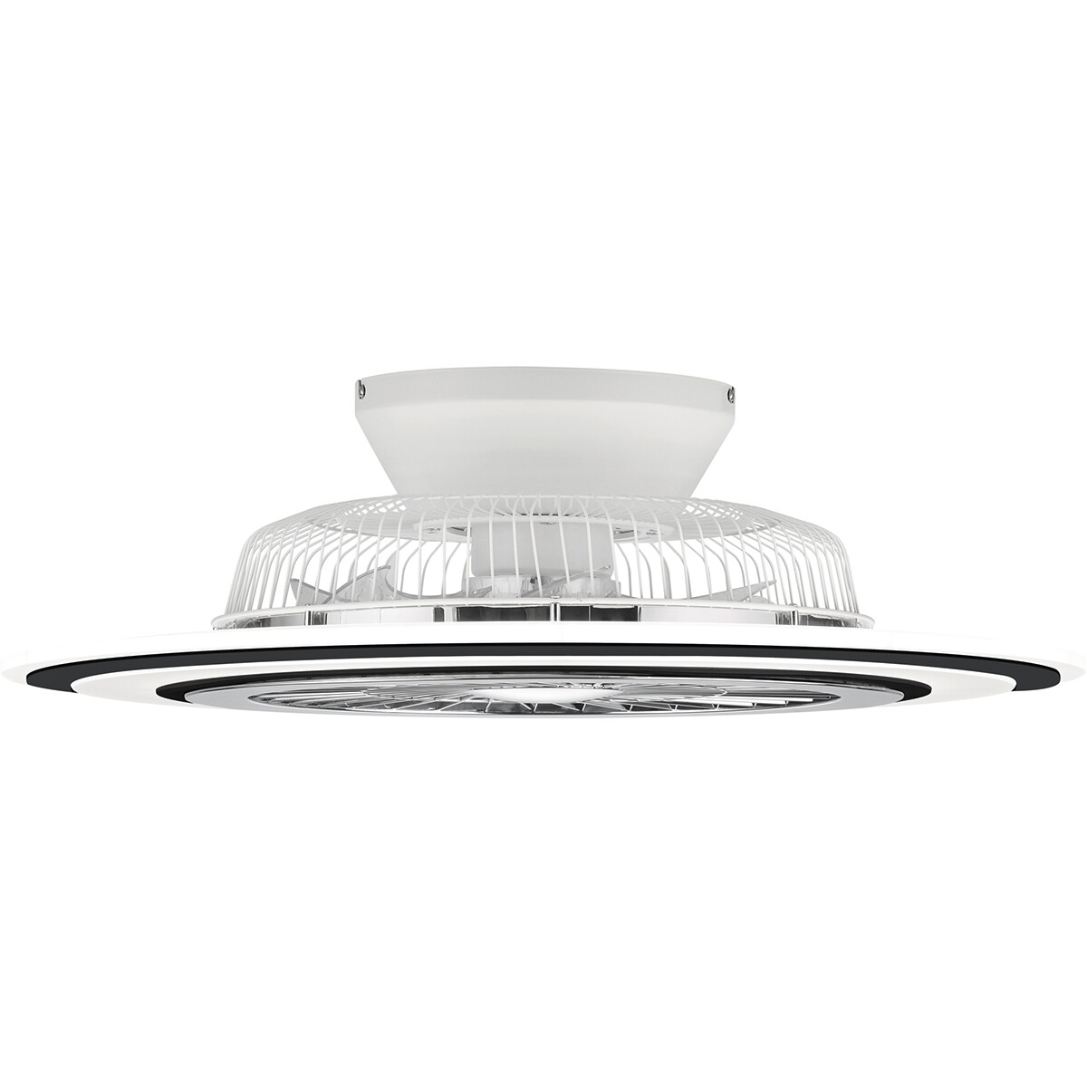 LED Plafondlamp met Ventilator - Plafondventilator - Trion Figon - 36W - Afstandsbediening - Aanpasbare Kleur - Dimbaar - Rond - Mat Zwart - Kunststof