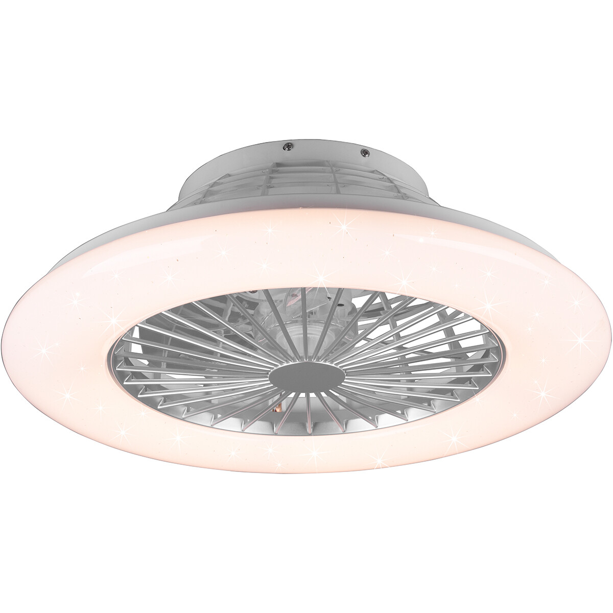 LED Plafondlamp met Ventilator - Plafondventilator - Trion Romina - 39W - Aanpasbare Kleur - Afstandsbediening - RGBW - Dimbaar - Rond - Mat Titaan - Kunststof