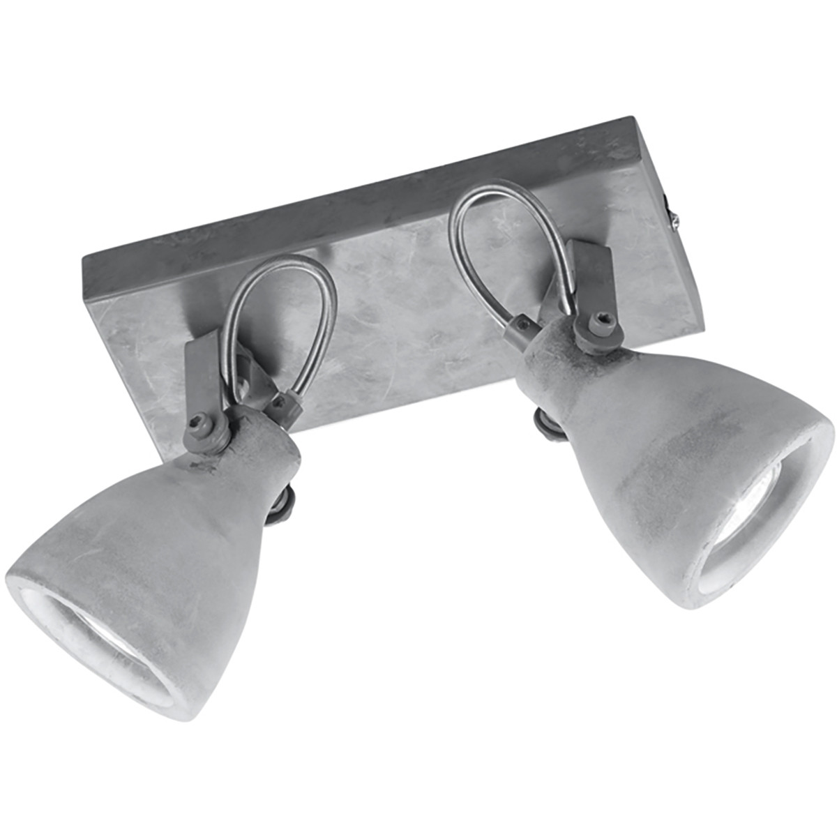 LED Plafondspot - Trion Conry - GU10 Fitting - 2-lichts - Rechthoek - Mat Grijs Beton Look - Aluminium