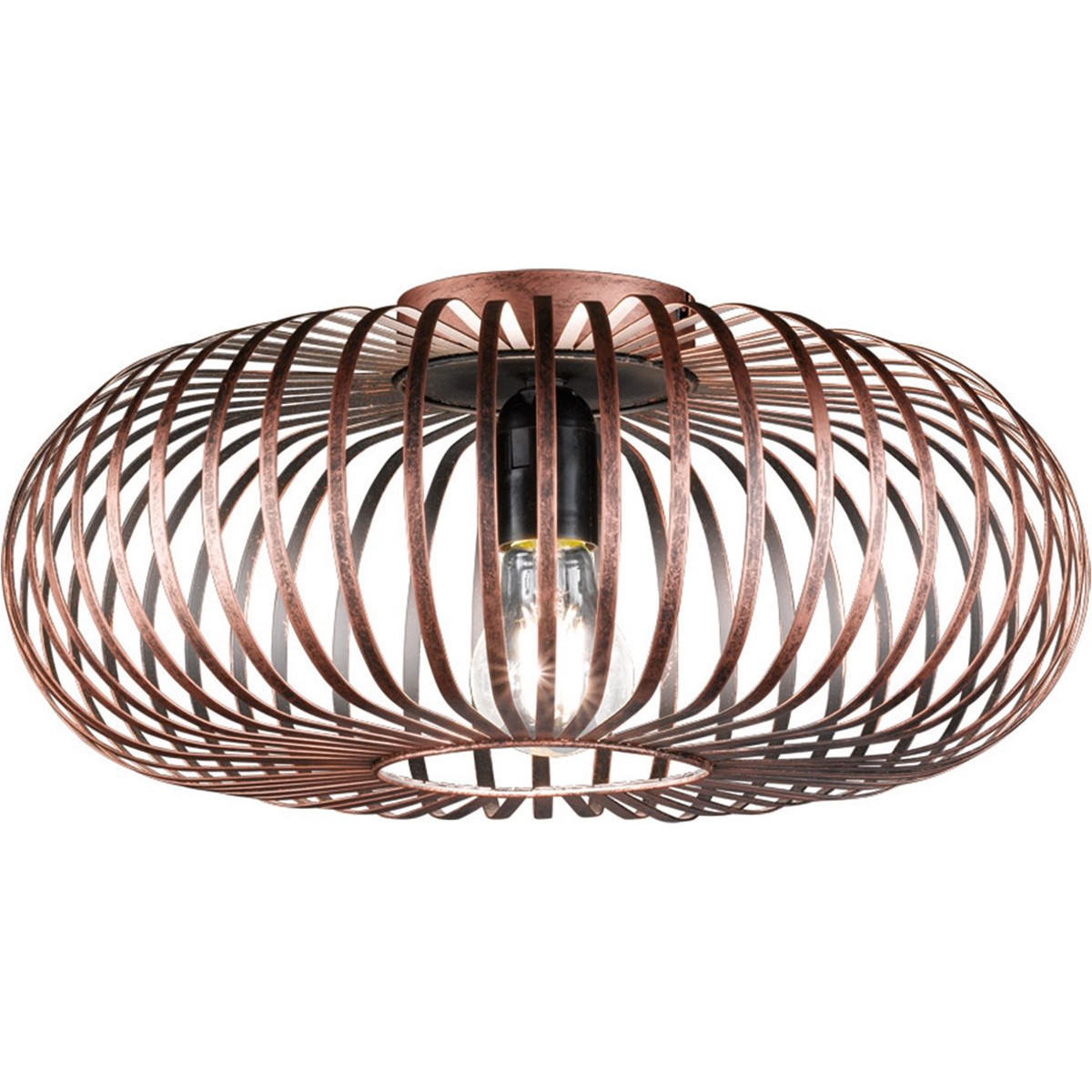 LED Plafondlamp - Plafondverlichting - Trion Johy - E27 Fitting - Rond - Industrieel - Mat Koper - Aluminium - 40cm