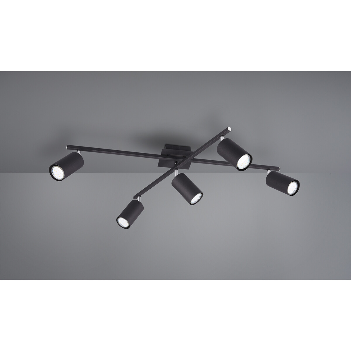 LED Plafondspot - Trion Mary - GU10 Fitting - 5-lichts - Rechthoek - Mat Zwart - Aluminium