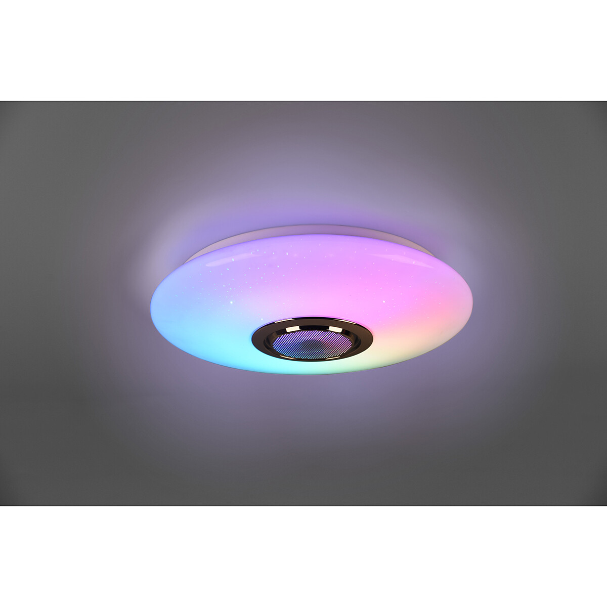 LED Plafondlamp - Plafondverlichting - Trion Minan - 15.5W - RGBW - Dimbaar - Aanpasbare Kleur - Afstandsbediening - Bluetooth Speaker - Sterlicht -  Rond - Mat Wit - Kunststof