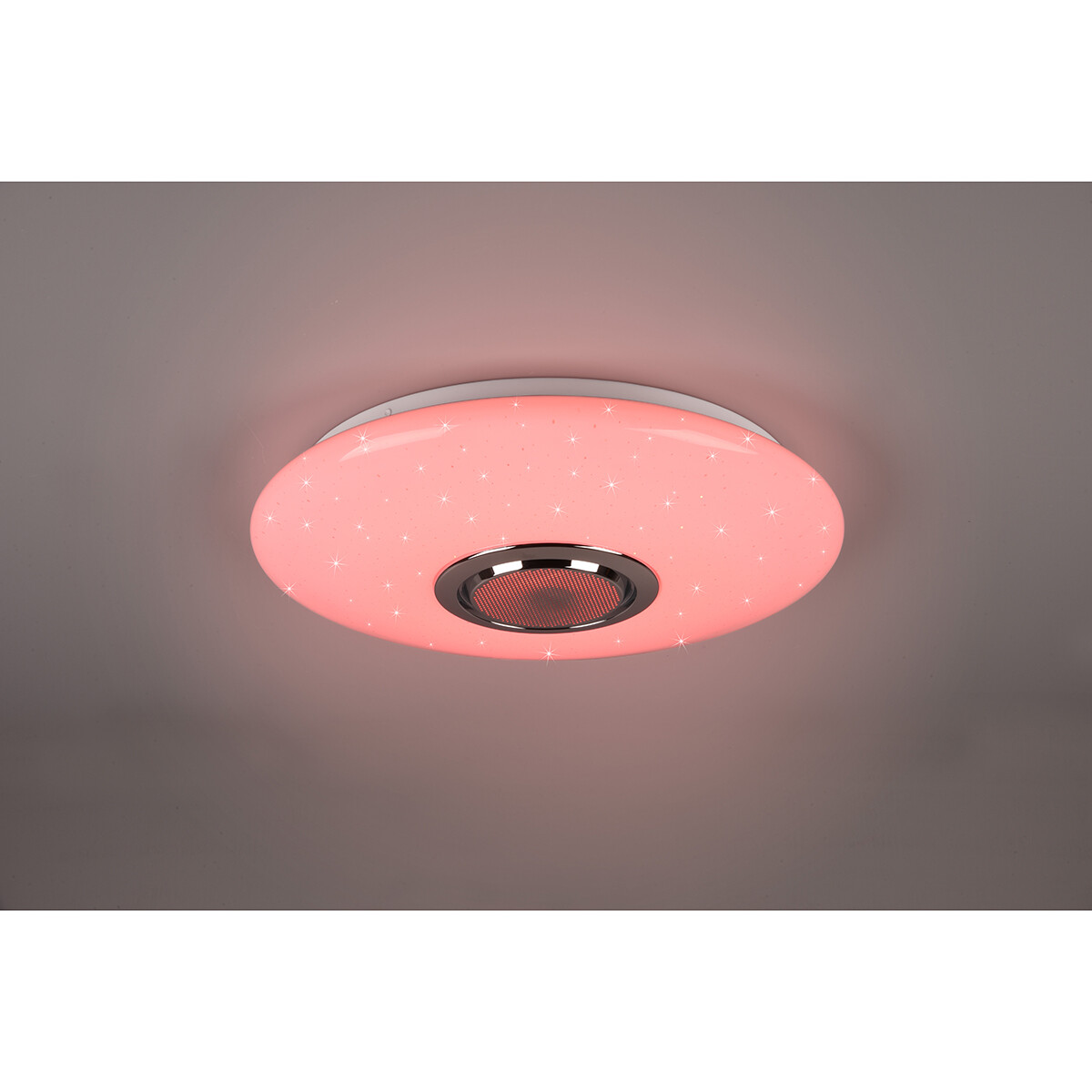 LED Plafondlamp - Plafondverlichting - Trion Minan - 15.5W - RGBW - Dimbaar - Aanpasbare Kleur - Afstandsbediening - Bluetooth Speaker - Sterlicht -  Rond - Mat Wit - Kunststof