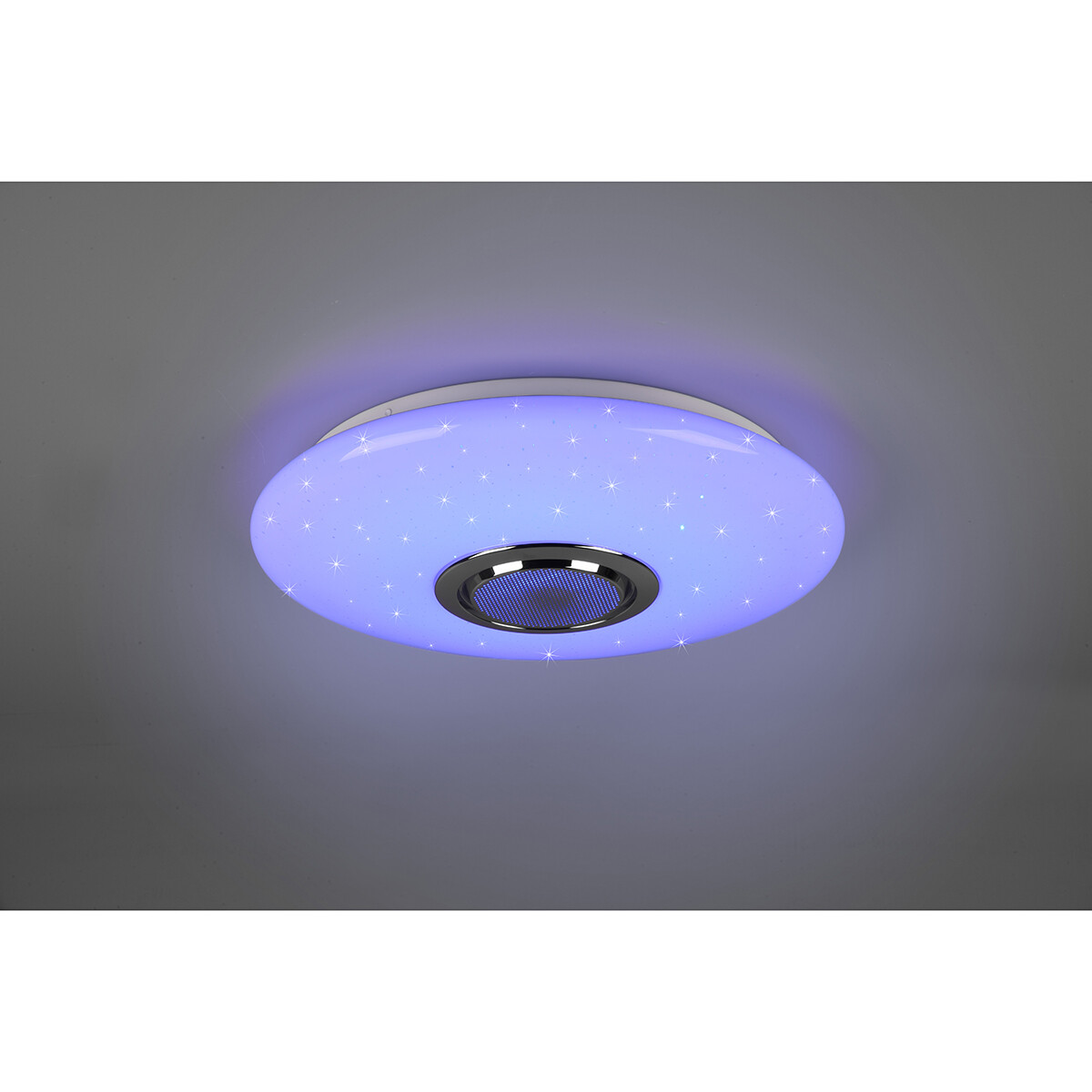 LED Plafondlamp - Plafondverlichting - Trion Minan - 15.5W - RGBW - Dimbaar - Aanpasbare Kleur - Afstandsbediening - Bluetooth Speaker - Sterlicht -  Rond - Mat Wit - Kunststof