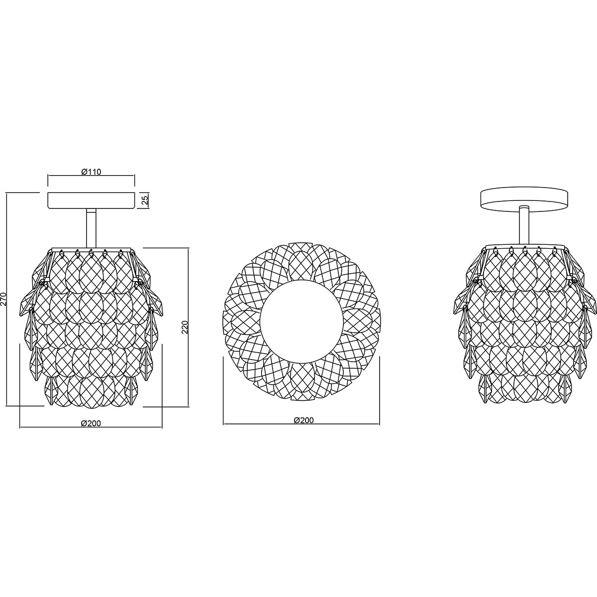 LED Plafondlamp - Plafondverlichting - Trion Pret - E14 Fitting - Rond - Glans Chroom - Aluminium