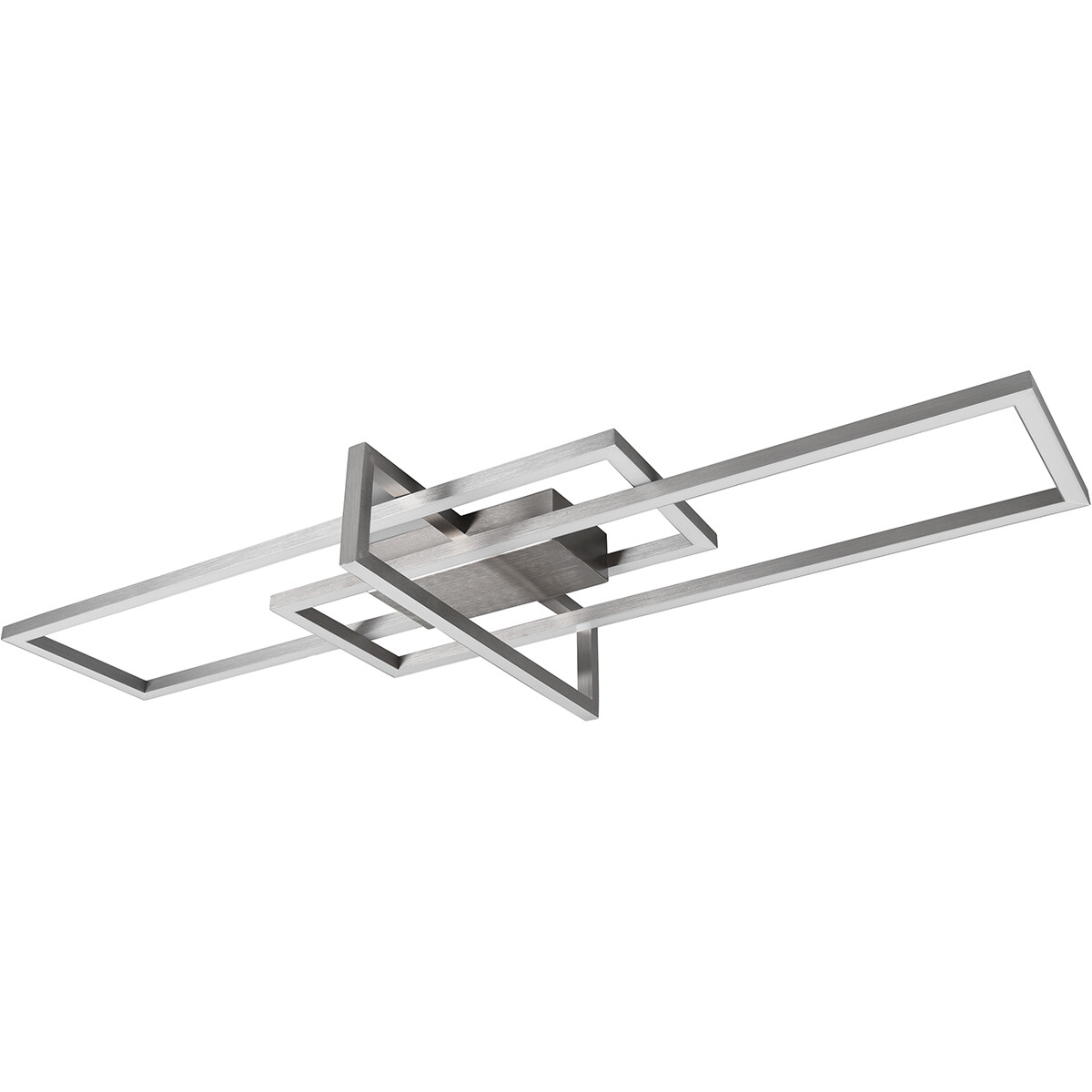 LED Plafondlamp - Plafondverlichting - Trion Salana - 34W - Warm Wit 3000K - Dimbaar - Rechthoek - Mat Nikkel - Aluminium