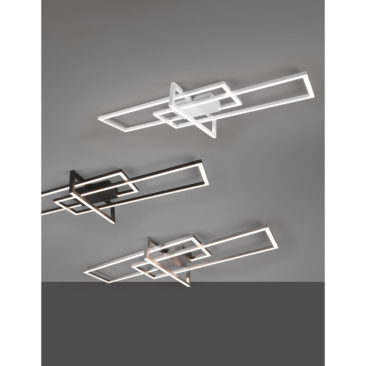 LED Plafondlamp - Plafondverlichting - Trion Salana - 34W - Warm Wit 3000K - Dimbaar - Rechthoek - Mat Nikkel - Aluminium