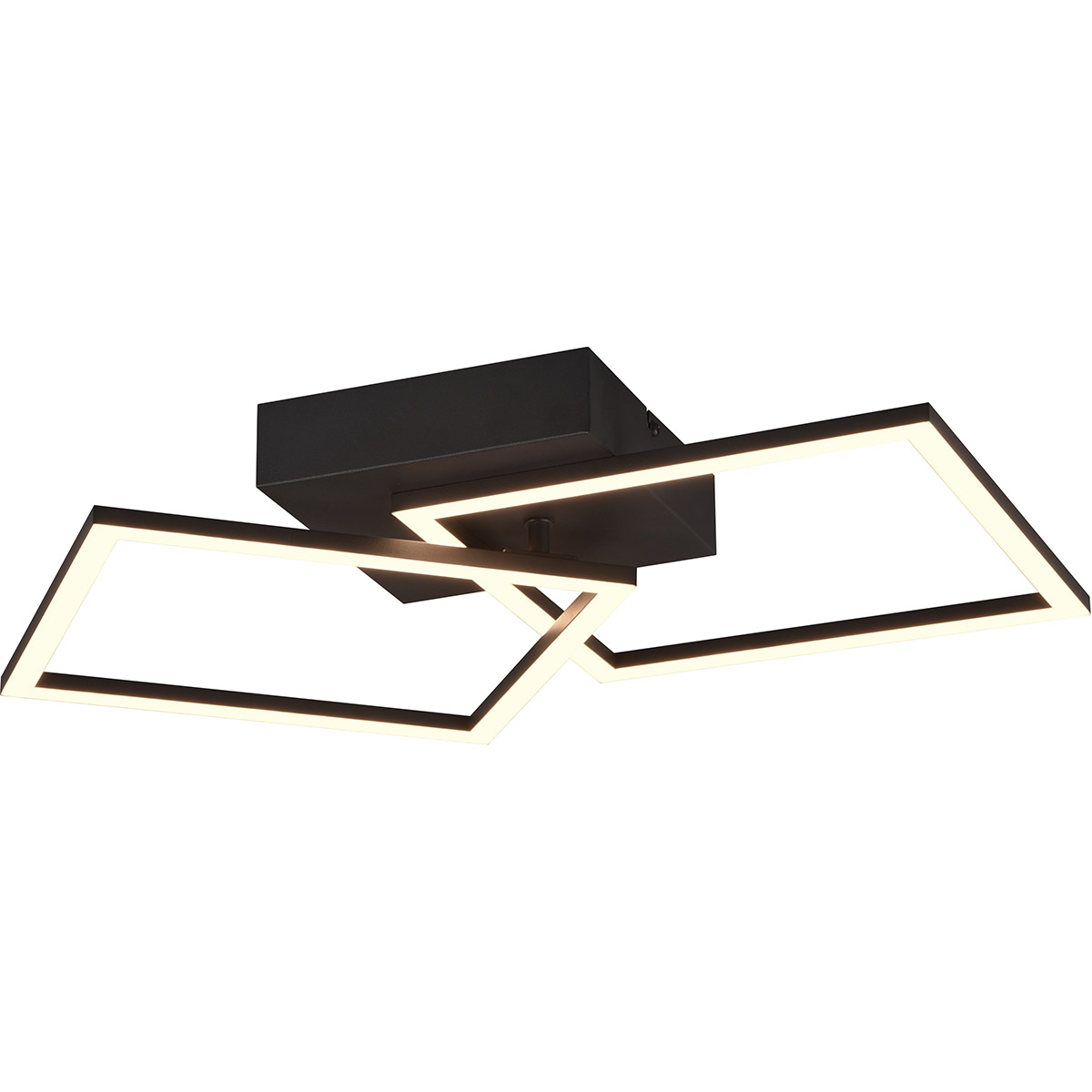 LED Plafondlamp - Plafondverlichting - Trion Square - 20W - Warm Wit 3000K - Vierkant - Mat Zwart - Metaal