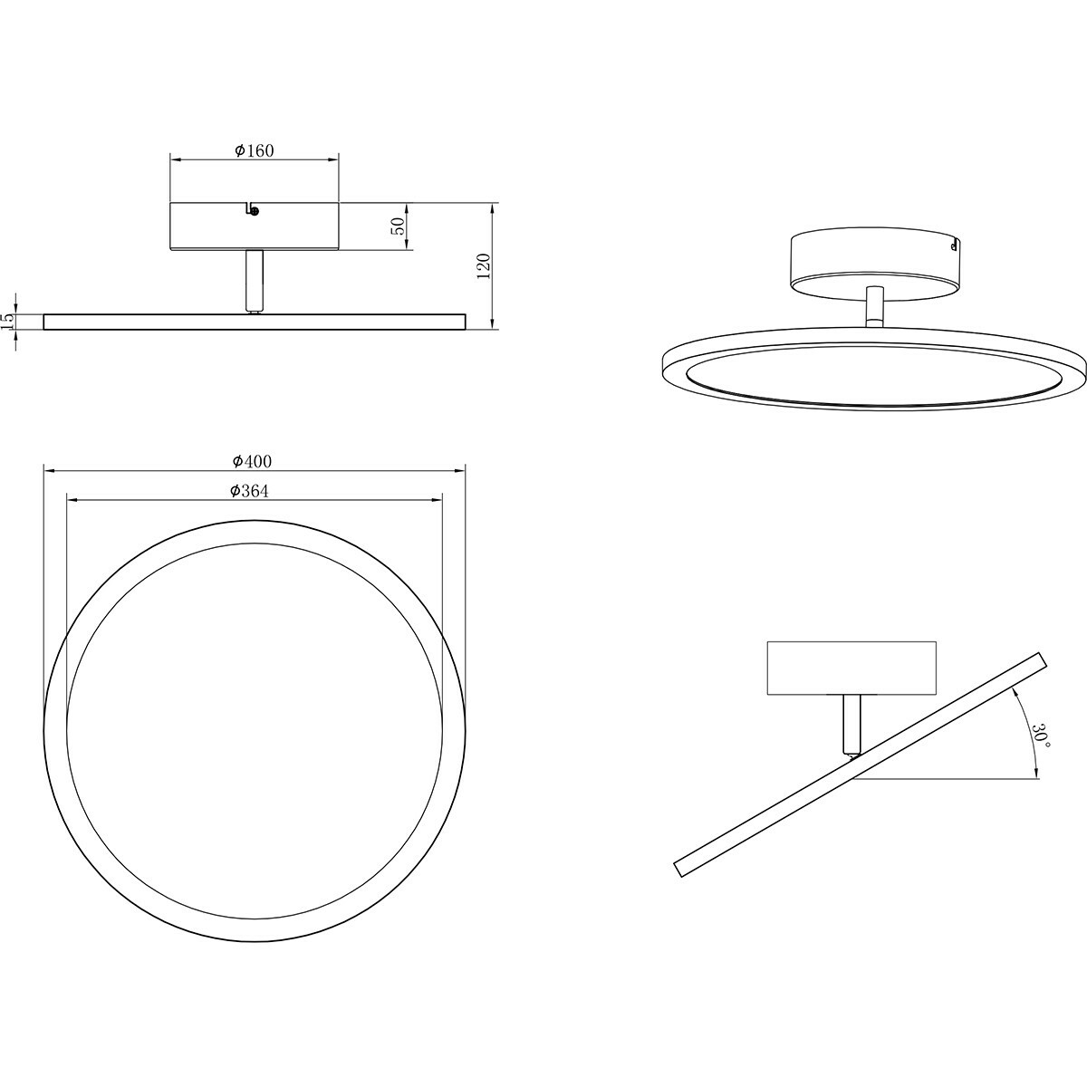 LED Plafondlamp - Plafondverlichting - Trion Trula - 29W - Natuurlijk Wit 4000K - Dimbaar - Rond - Mat Wit - Aluminium