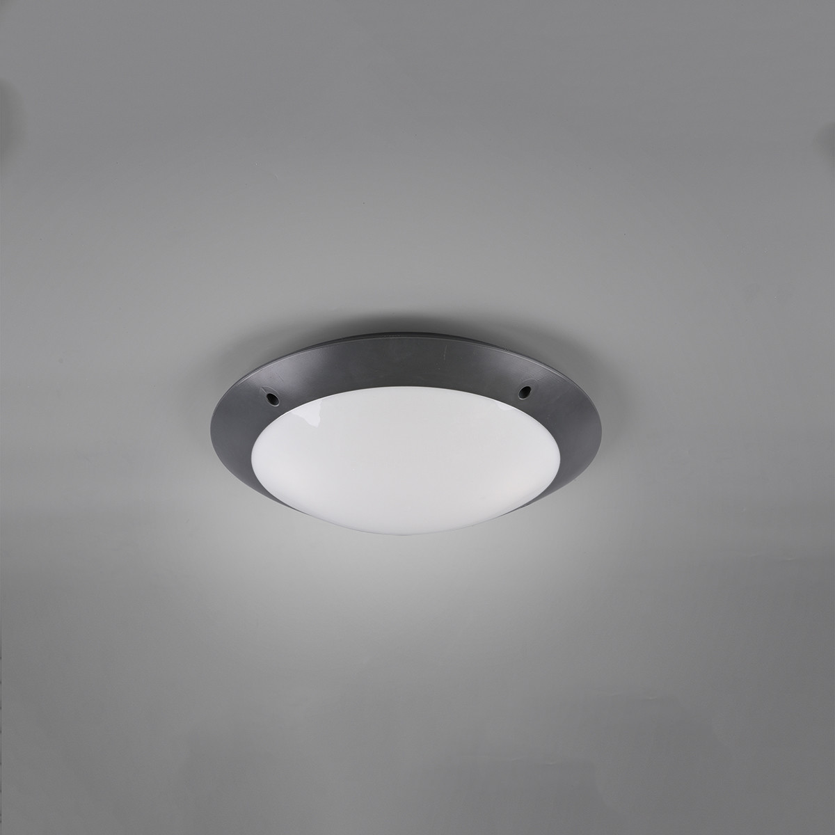 LED Plafondlamp - Badkamerlamp - Trion Camiro - Opbouw Rond - Waterdicht IP54 - E27 Fitting - 2-lichts - Mat Antraciet - Kunststof