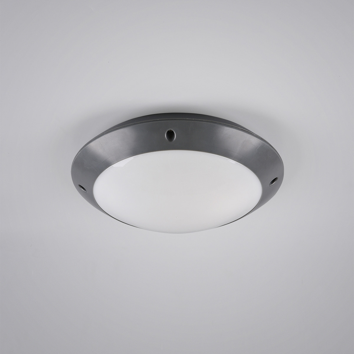 LED Plafondlamp - Badkamerlamp - Trion Camiro - Opbouw Rond - Waterdicht IP54 - E27 Fitting - Mat Antraciet - Kunststof