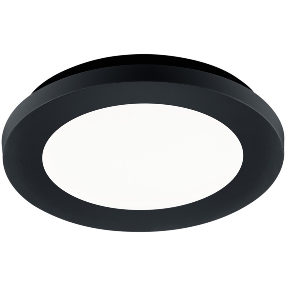 LED Plafondlamp - Badkamerlamp - Trion Camy - Opbouw Rond 9W - Spatwaterdicht IP44 - Dimbaar - Warm Wit 3000K - Mat Zwart