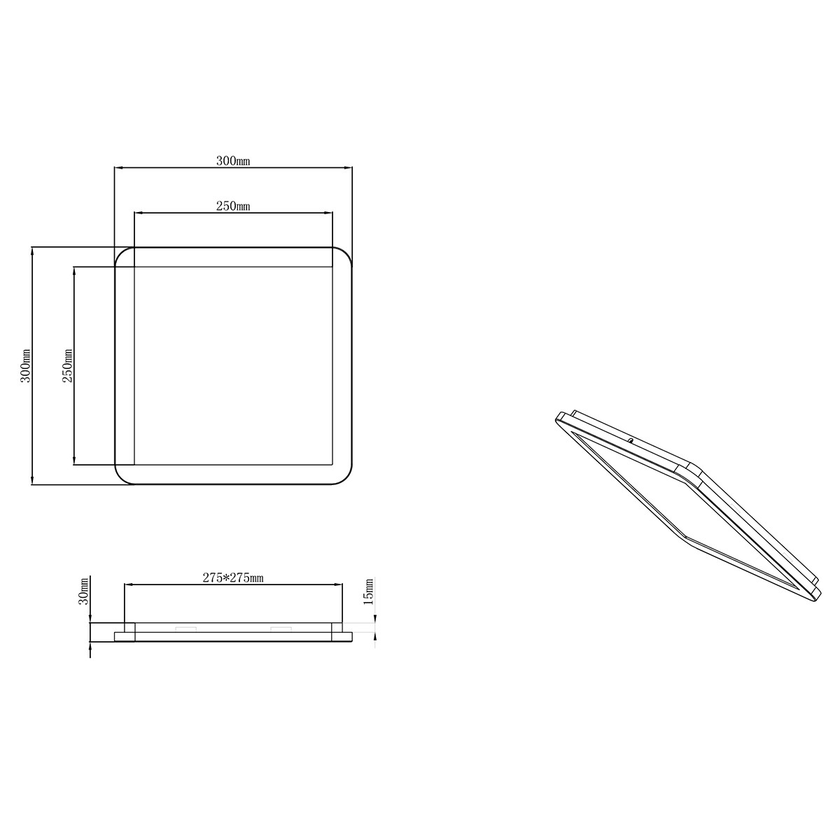 LED Plafondlamp - Badkamerlamp - Trion Camy - Opbouw Vierkant 16W - Spatwaterdicht IP44 - Dimbaar - Warm Wit 3000K - Mat Zwart