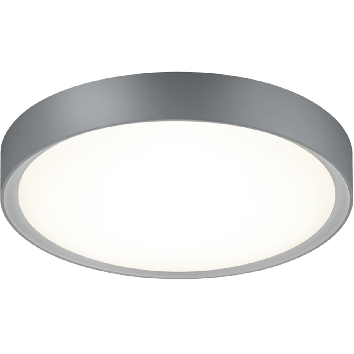 LED Plafondlamp - Badkamerlamp - Trion Clirno - 18W - Warm Wit 3000K - Spatwaterdicht IP44 - Opbouw Rond - Mat Titaan - Kunststof