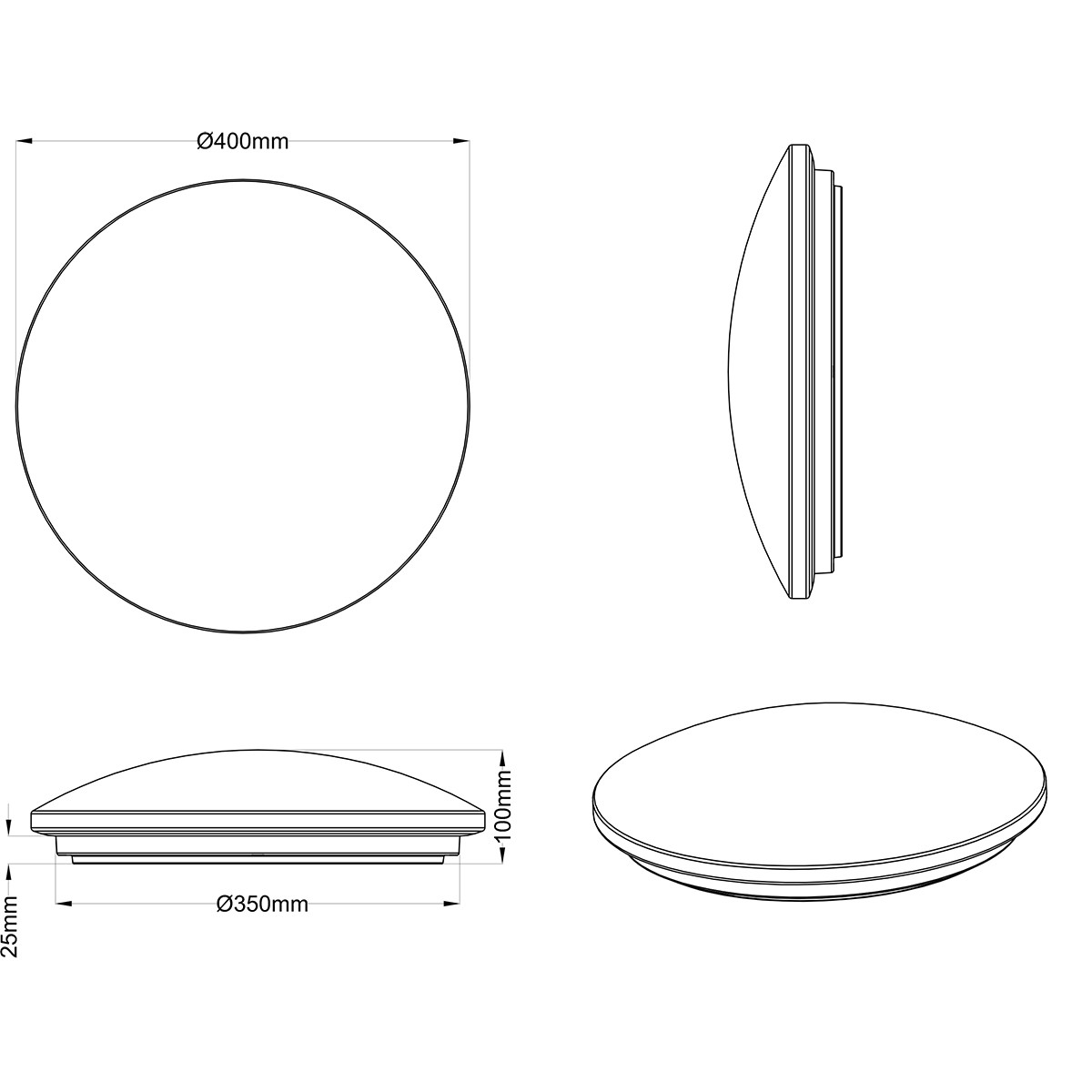 LED Plafondlamp - Trion Maan - 22W - Warm Wit 3000K - Dimbaar - Afstandsbediening - Rond - Mat Wit