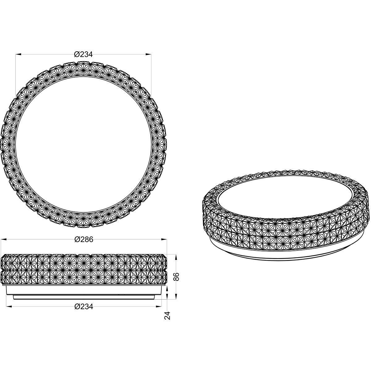 LED Plafondlamp - Trion Pegyon - 12W - Warm Wit 3000K - Sterlicht - Sterlicht - Rond - Mat Wit - Acryl