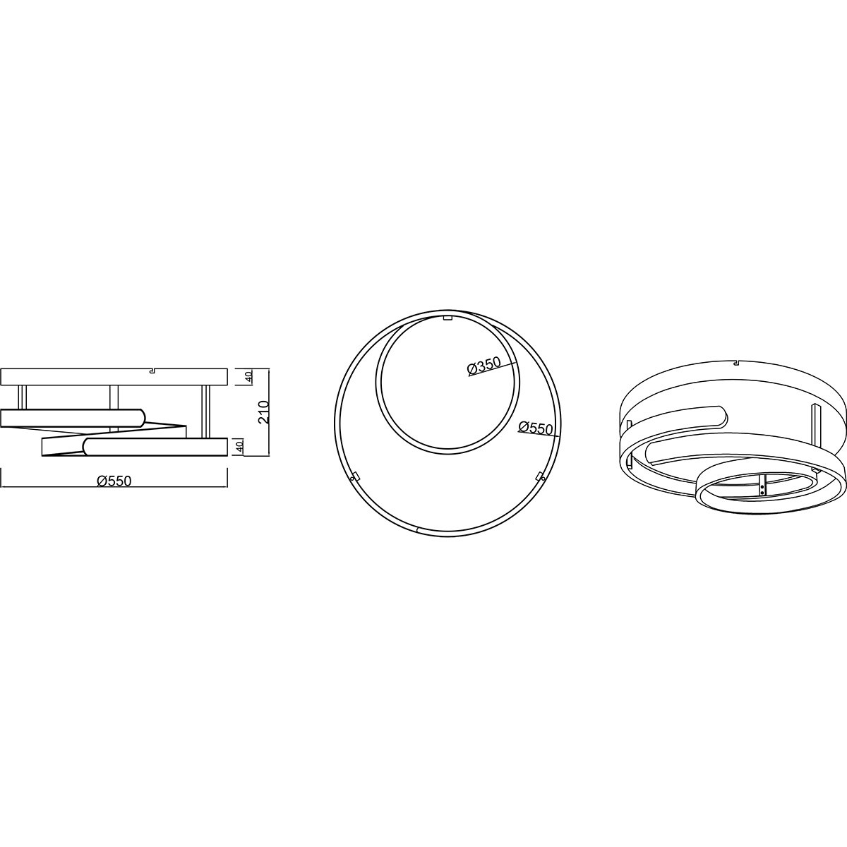 LED Plafondlamp - Trion Renie - 58W - Warm Wit 3000K - Dimbaar - Rond - Zwart Goud - Metaal