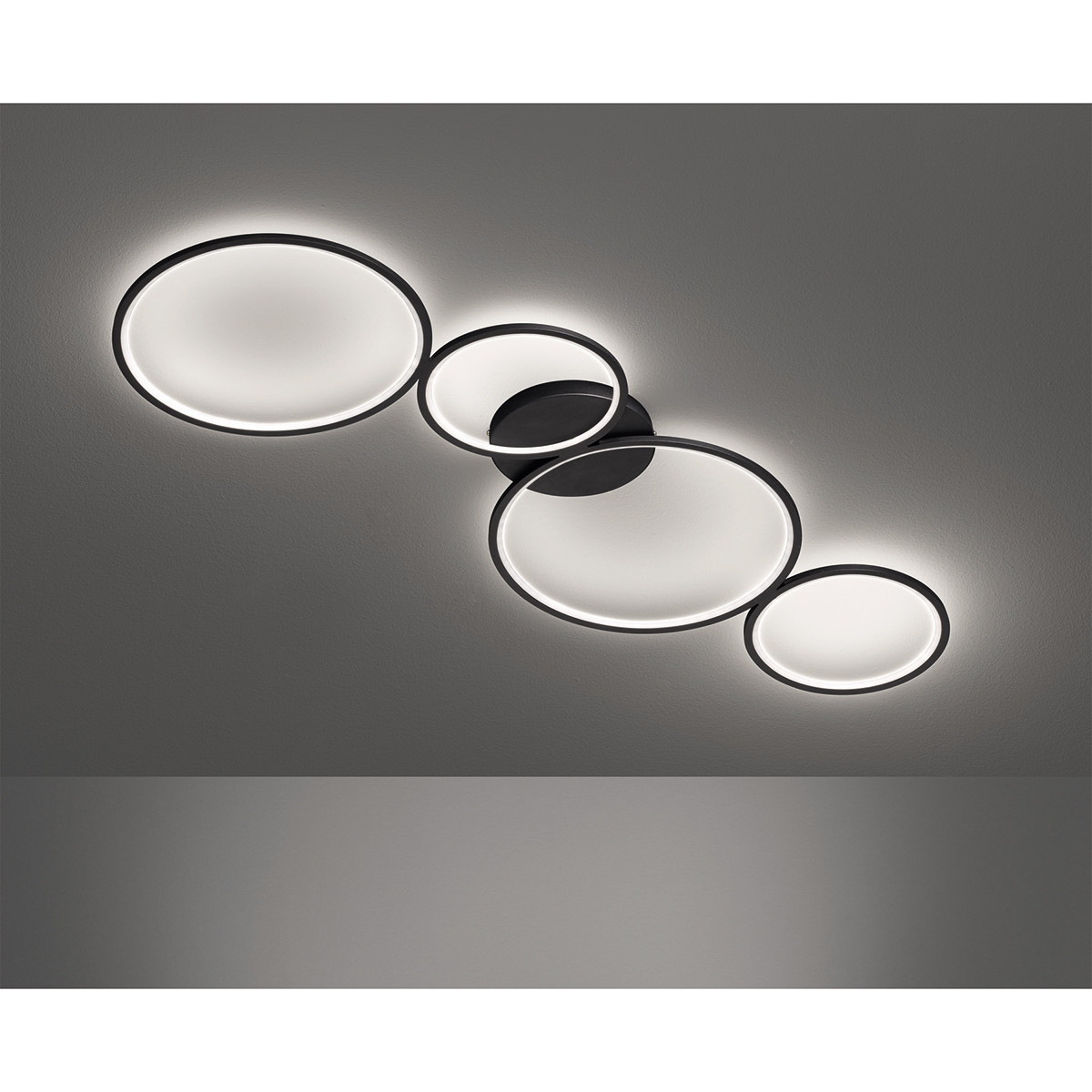 LED Plafondlamp - Trion Rondy - 37W - Warm Wit 3000K - Dimbaar - Rond - Mat Zwart - Aluminium