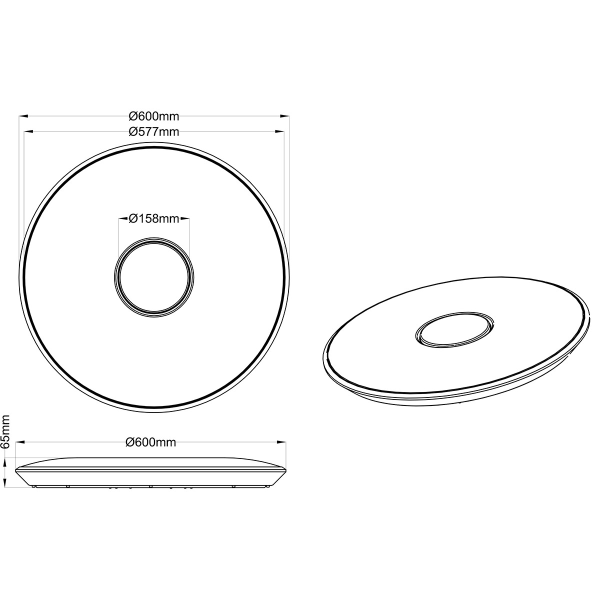 LED Plafondlamp - Trion Tako - 45W - Aanpasbare Kleur - Dimbaar - Afstandsbediening - Rond - Mat Wit