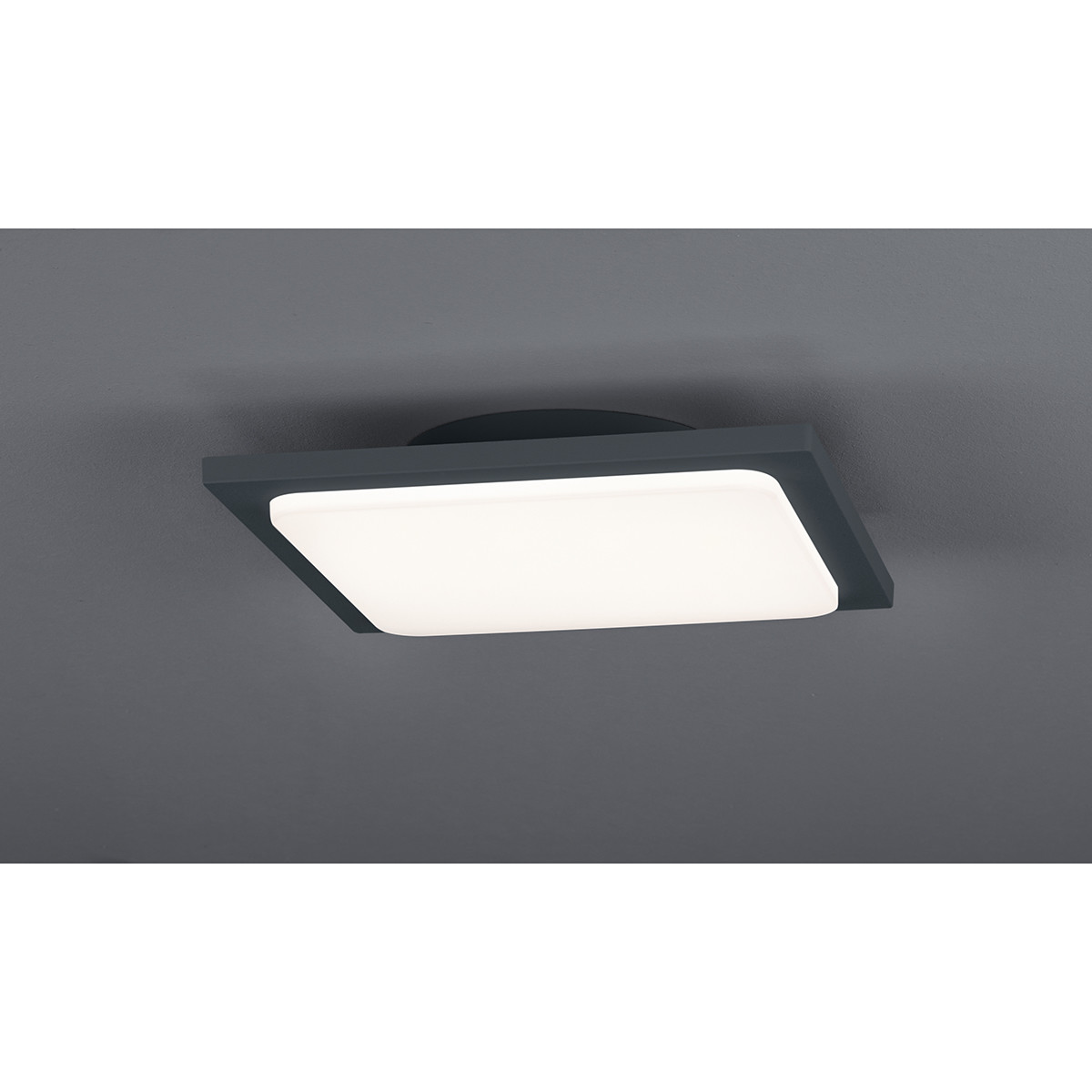 LED Plafondlamp - Badkamerlamp - Trion Tovery - Opbouw Vierkant 18W - Waterdicht IP54 - Warm Wit 3000K - Mat Antraciet - Aluminium