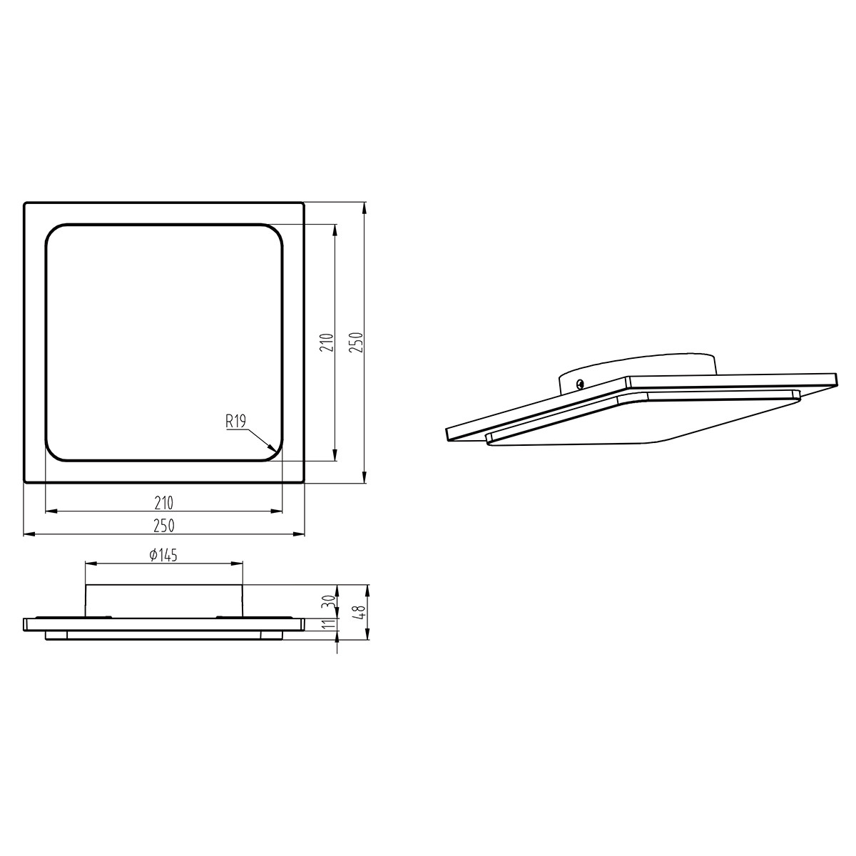 LED Plafondlamp - Badkamerlamp - Trion Tovery - Opbouw Vierkant 18W - Waterdicht IP54 - Warm Wit 3000K - Mat Antraciet - Aluminium