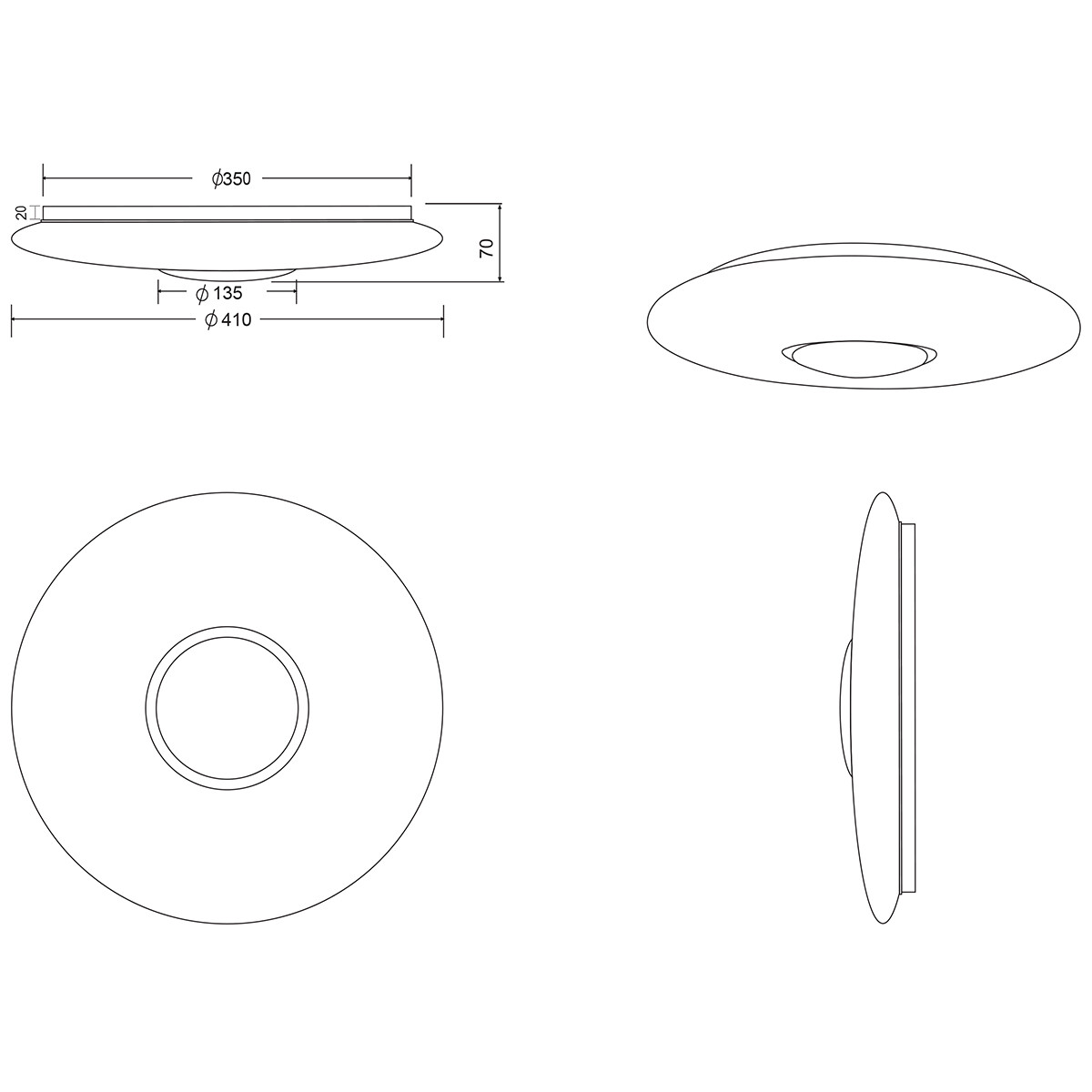 LED Plafondlamp WiZ - Smart LED - Plafondverlichting - Trion Liva - 20W - Aanpasbare Kleur - RGBW - Dimbaar - Rond - Mat Wit - Kunststof