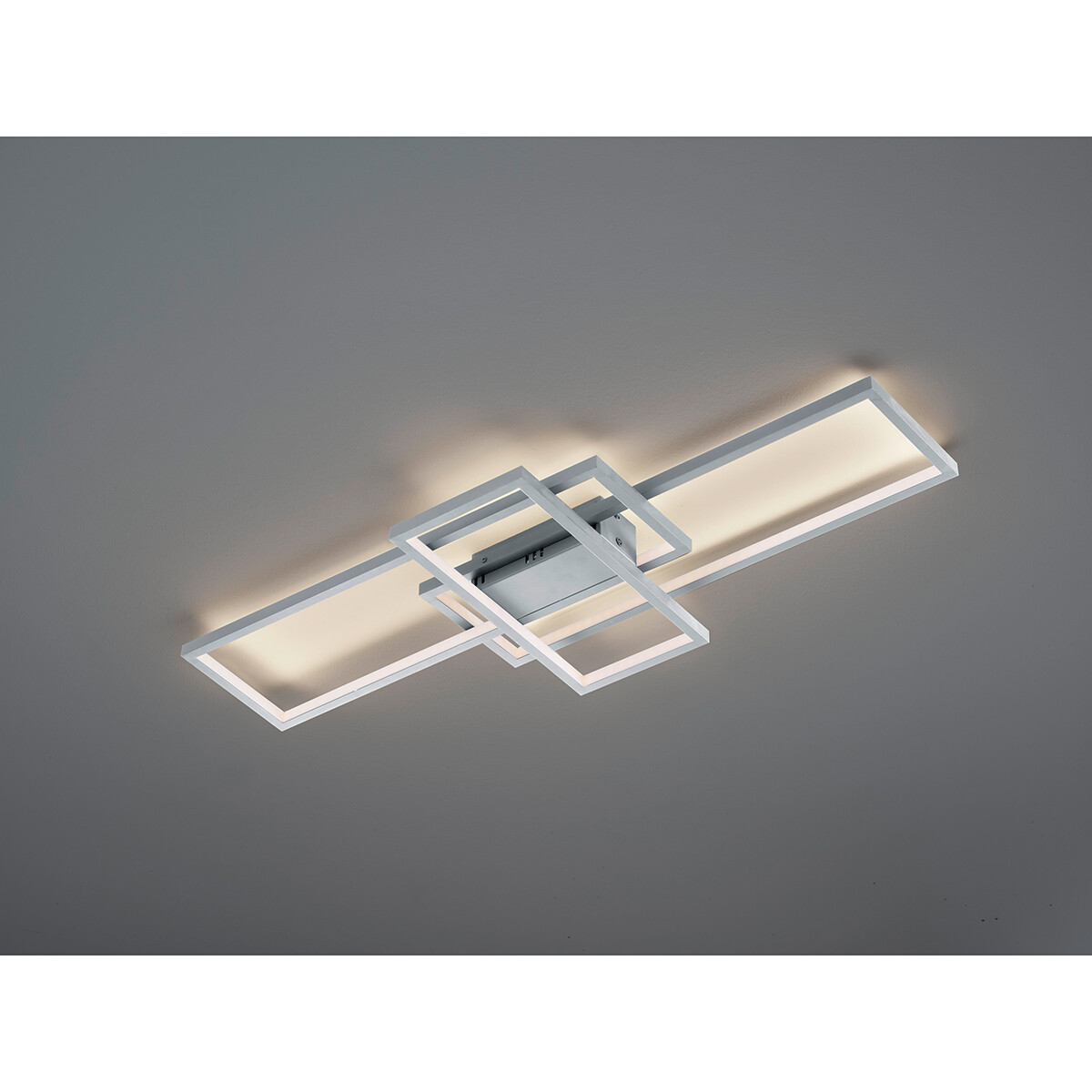 LED Plafondlamp WiZ - Smart LED - Plafondverlichting - Trion Tiagi - 36W - Aanpasbare Kleur - RGBW - Afstandsbediening - Dimbaar - Rechthoek - Mat Nikkel - Aluminium