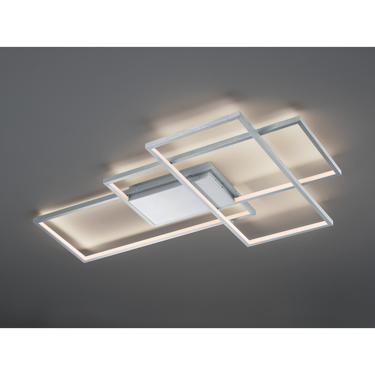 LED Plafondlamp WiZ - Smart LED - Plafondverlichting - Trion Tiagi - 40W - Aanpasbare Kleur - RGBW - Afstandsbediening - Dimbaar - Rechthoek - Mat Nikkel - Aluminium