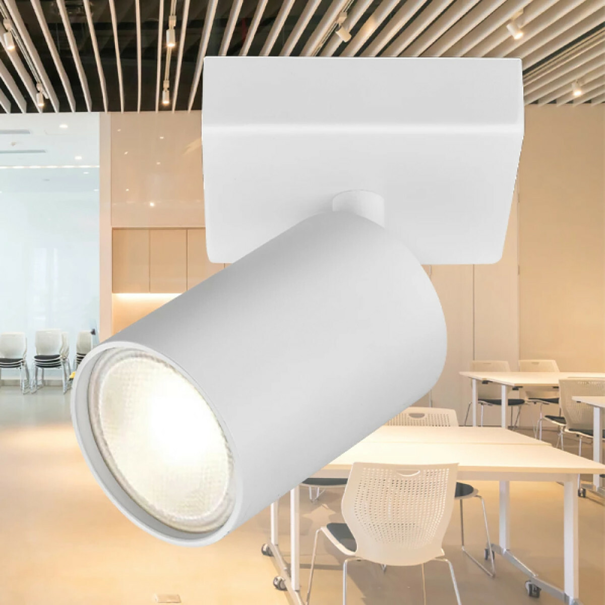 LED Plafondspot - Brinton Betin - GU10 Fitting - 1-lichts - Rond - Mat Wit - Kantelbaar - Aluminium - Philips - CorePro 827 36D - 4.6W - Warm Wit 2700K