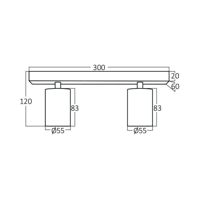 LED Plafondspot - Brinton Betin - GU10 Fitting - 2-lichts - Rond - Mat Zwart - Kantelbaar - Aluminium - Philips - CorePro 830 36D - 9.2W - Warm Wit 3000K