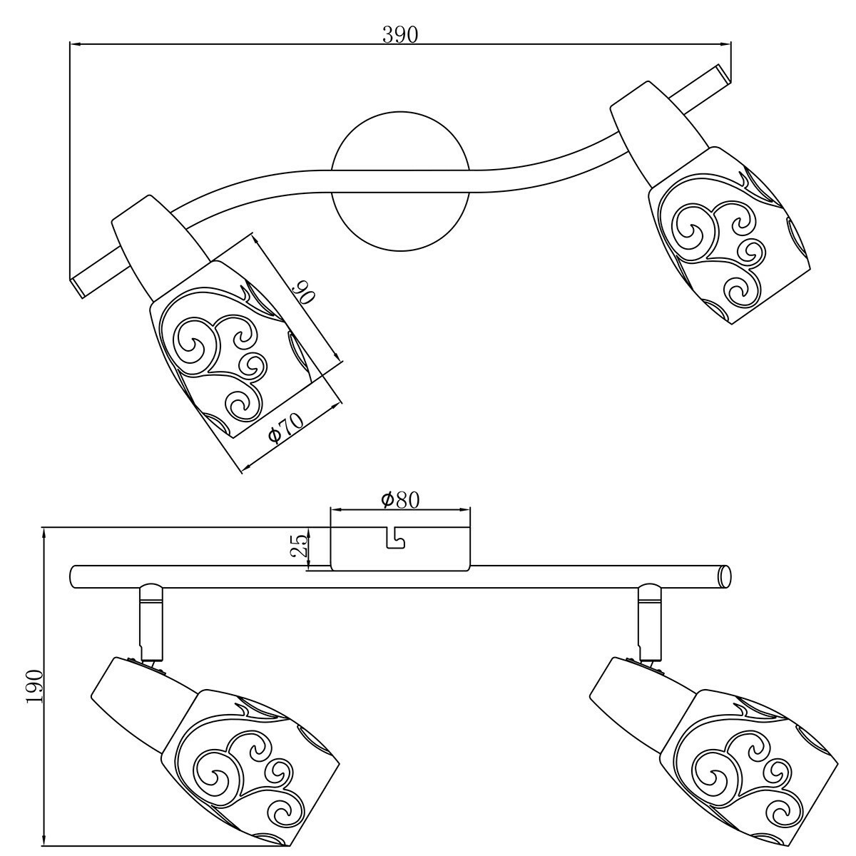 LED Plafondspot - Plafondverlichting - Trion Kalora - E14 Fitting - 2-lichts - Rechthoek - Mat Nikkel - Aluminium