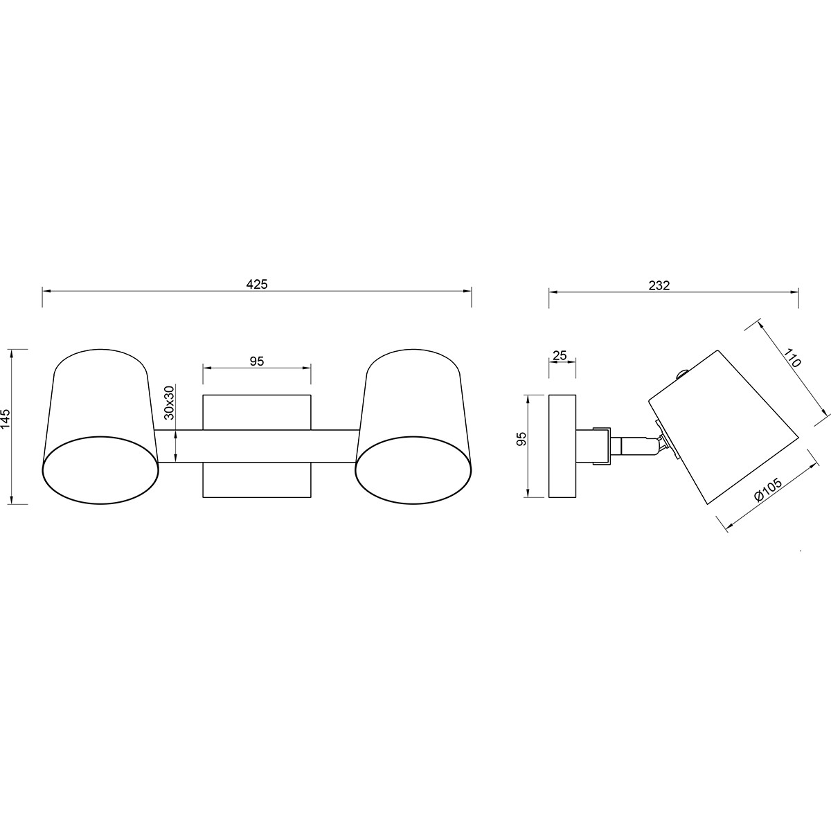 LED Plafondspot - Trion Bimm - E14 Fitting - 2-lichts - Rond - Antiek Nikkel - Aluminium