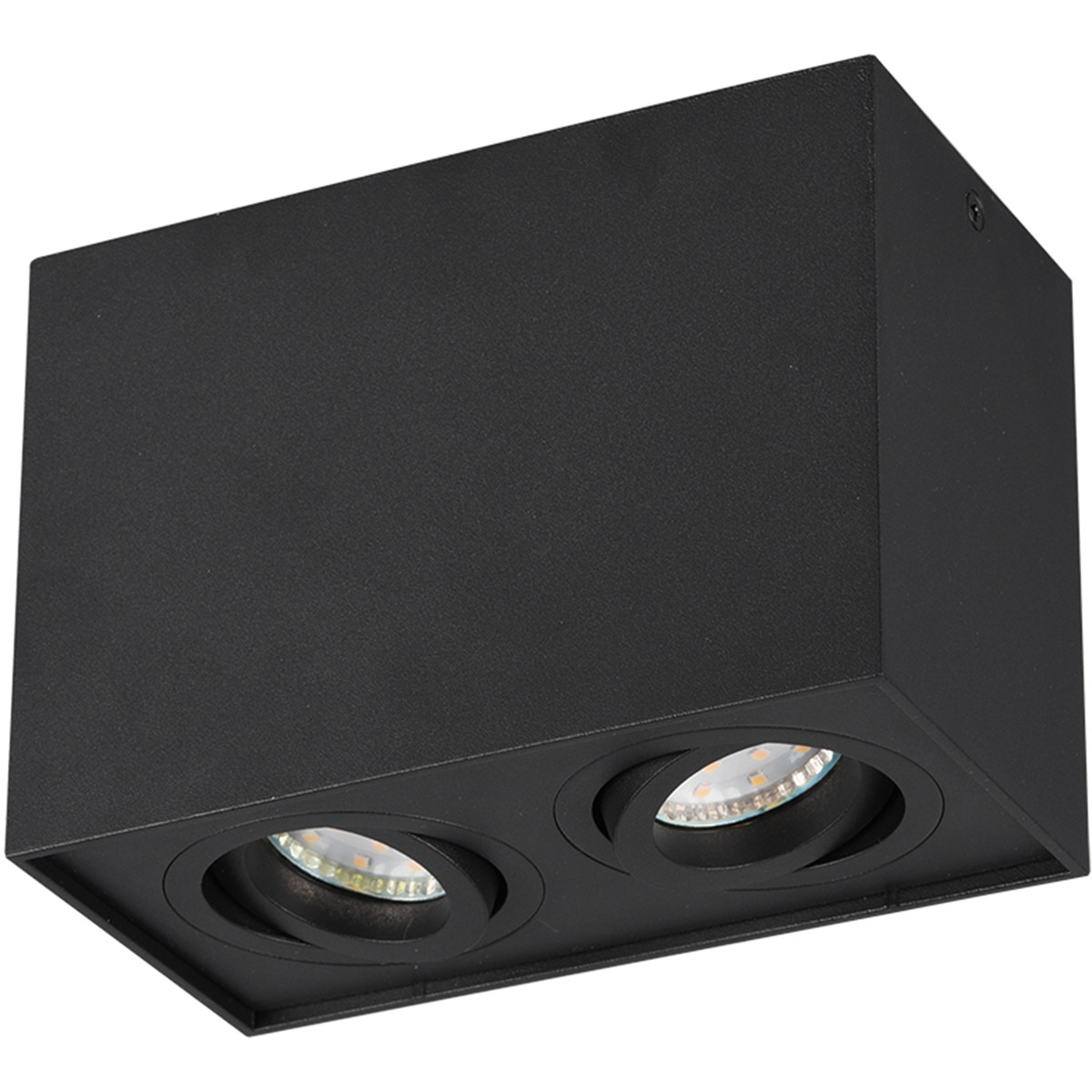 LED Plafondspot - Trion Bisqy - GU10 Fitting - 2-lichts - Rechthoek - Mat Zwart - Aluminium