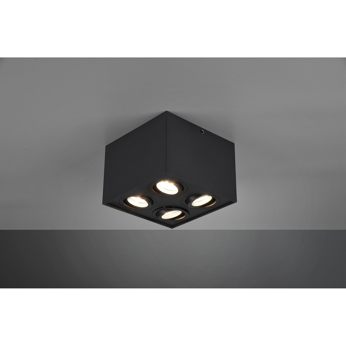 LED Plafondspot - Trion Bisqy - GU10 Fitting - 4-lichts - Vierkant - Mat Zwart - Aluminium