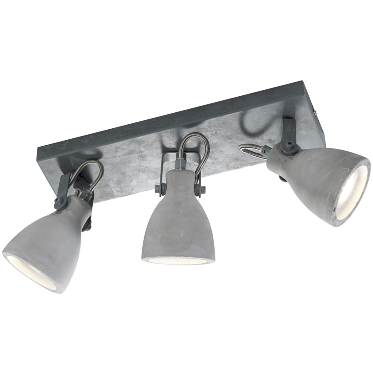 LED Plafondspot - Trion Conry - GU10 Fitting - 3-lichts - Rechthoek - Mat Grijs Beton Look - Aluminium