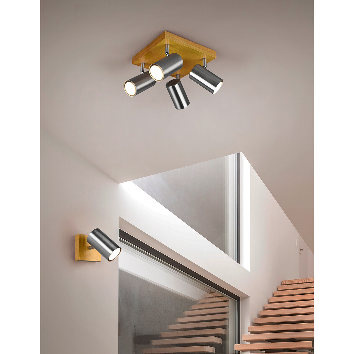 LED Plafondspot - Trion Milona - GU10 Fitting - 1-lichts - Rond - Mat Nikkel - Aluminium