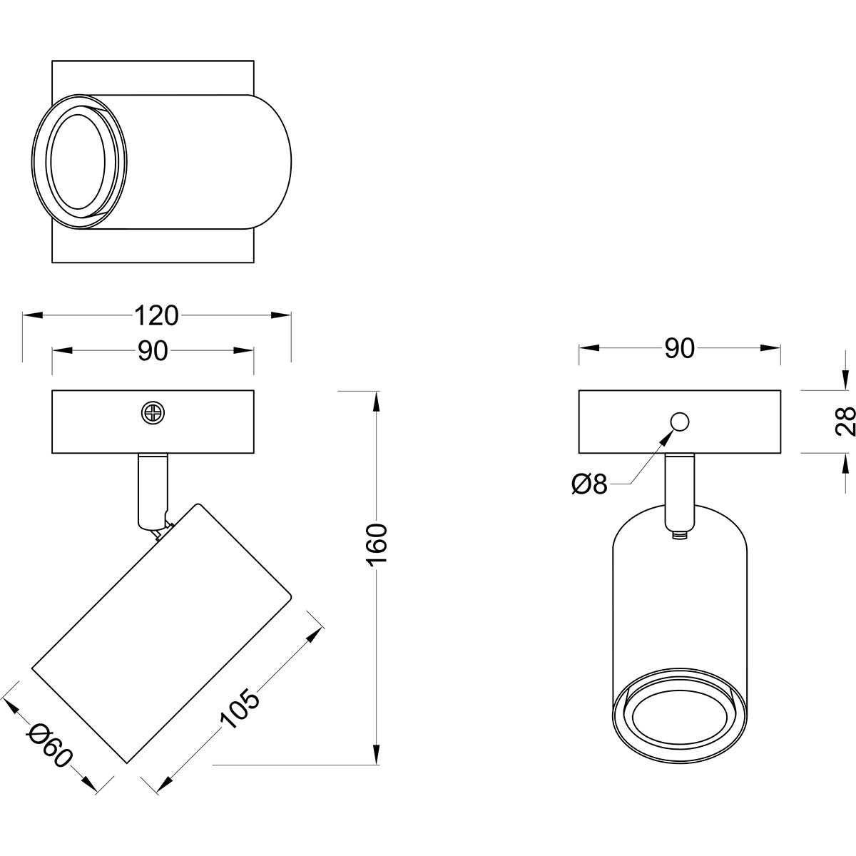 LED Plafondspot - Trion Milona - GU10 Fitting - 1-lichts - Rond - Mat Nikkel - Aluminium